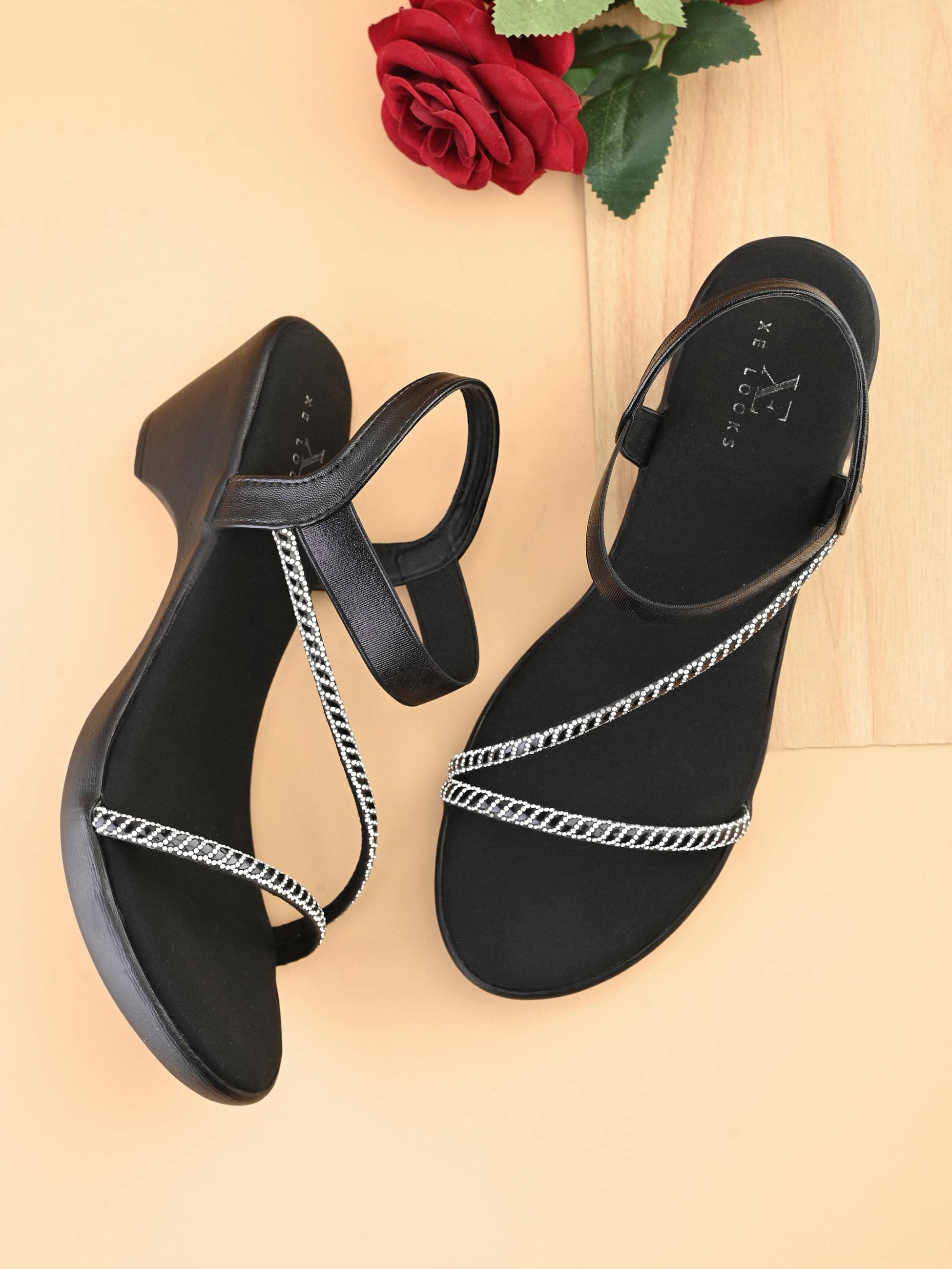     			XE Looks Black Women's Slip On Heels