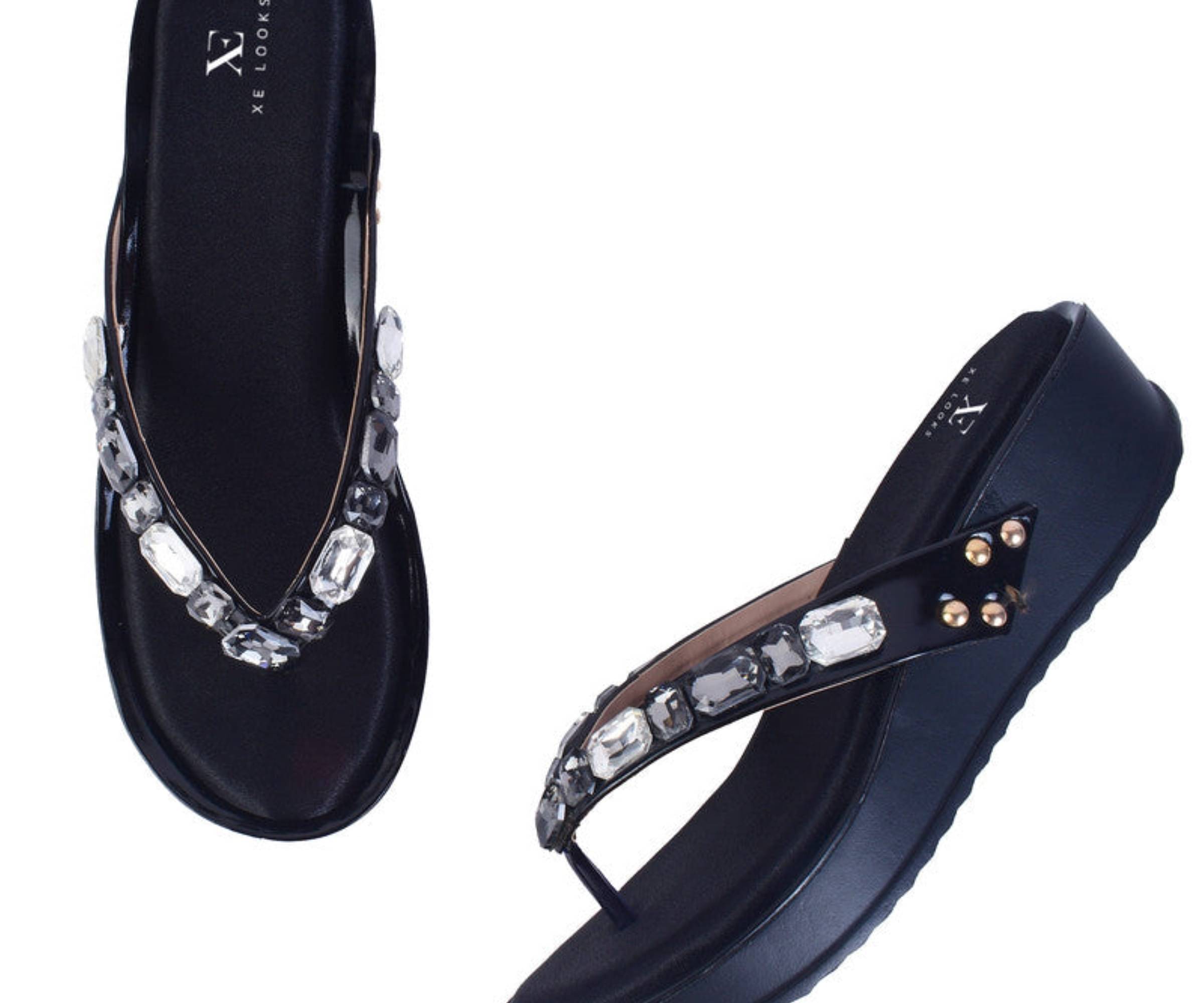     			XE Looks Black Women's Slip On Heels