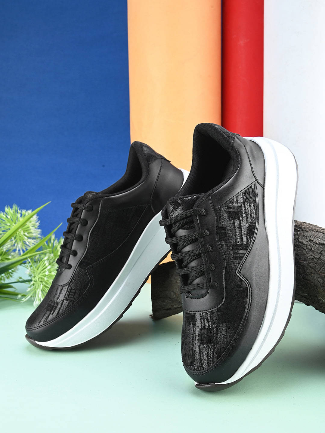     			XE Looks Black Women's Sneakers