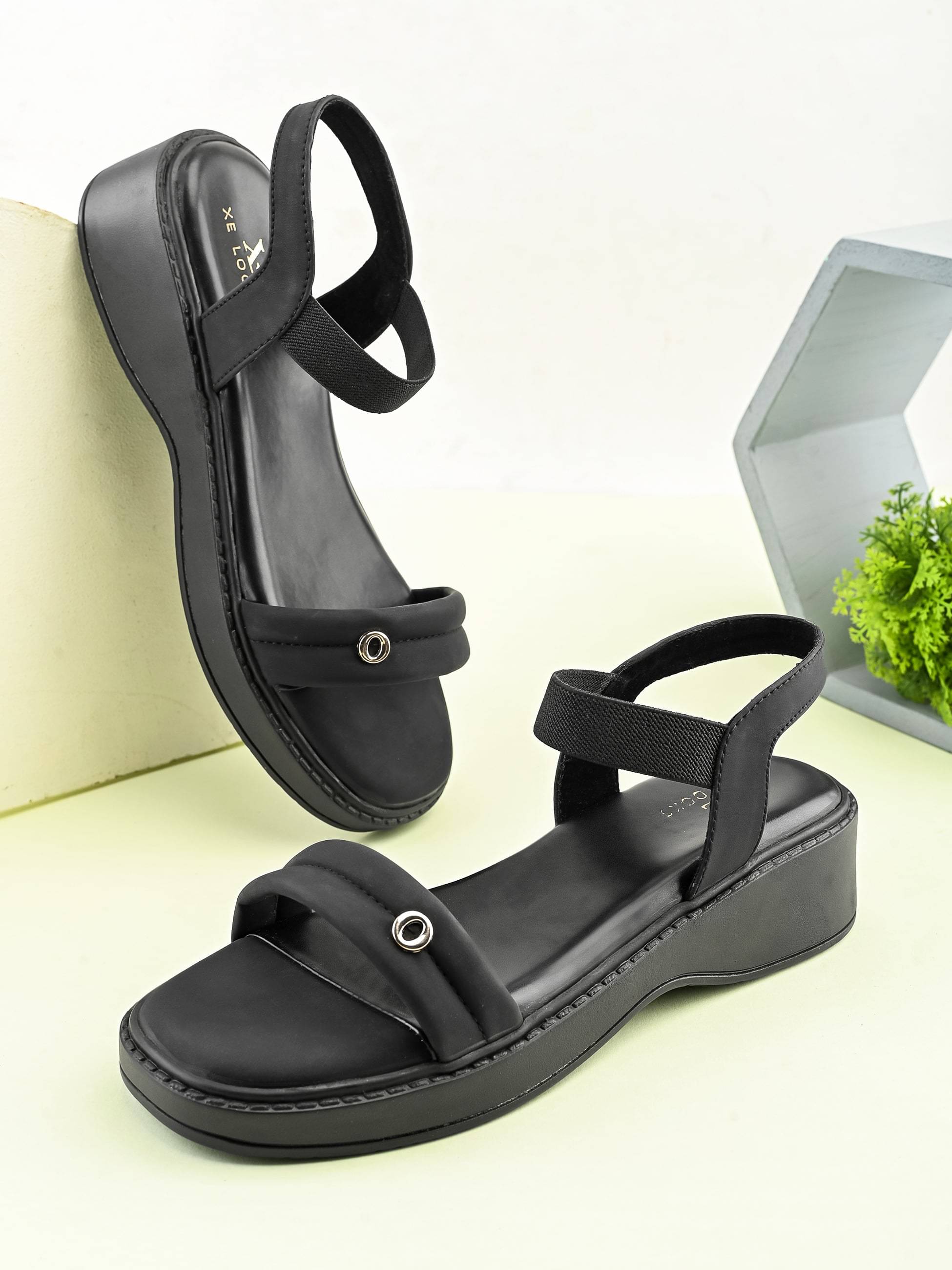     			XE Looks Black Women's Slip On Heels
