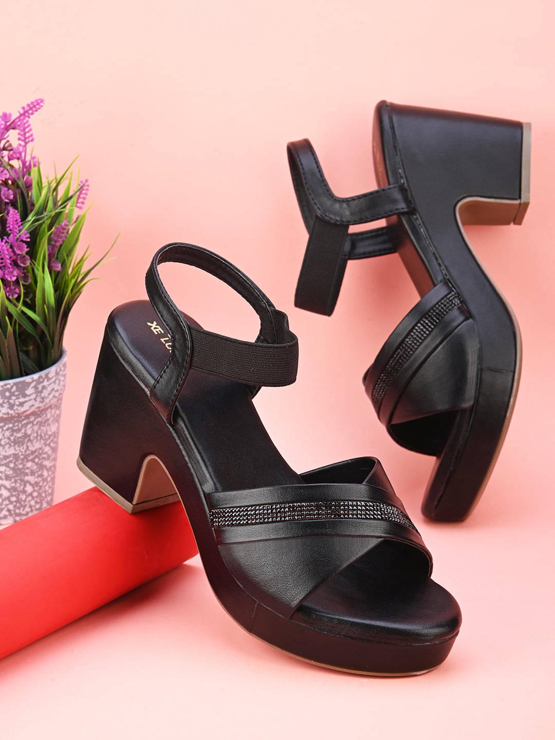     			XE Looks Black Women's Sandal Heels