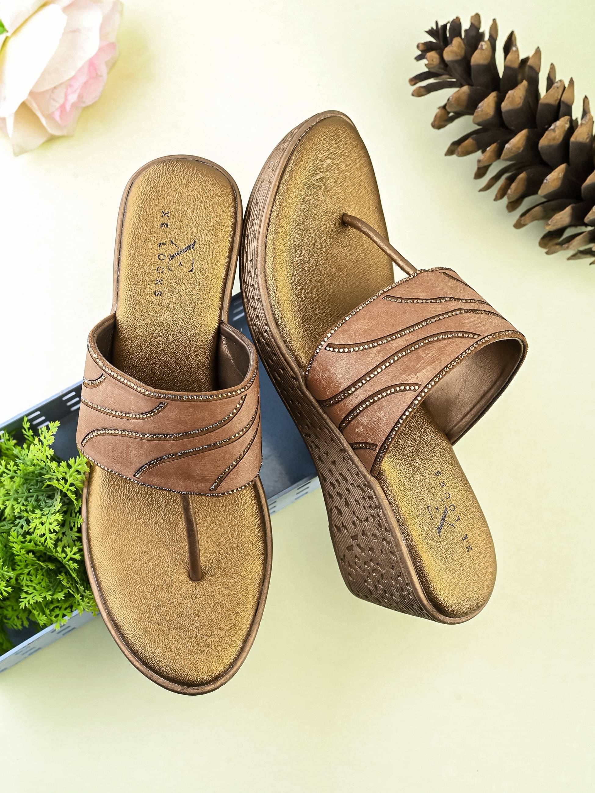     			XE Looks Brown Women's Slip On Heels
