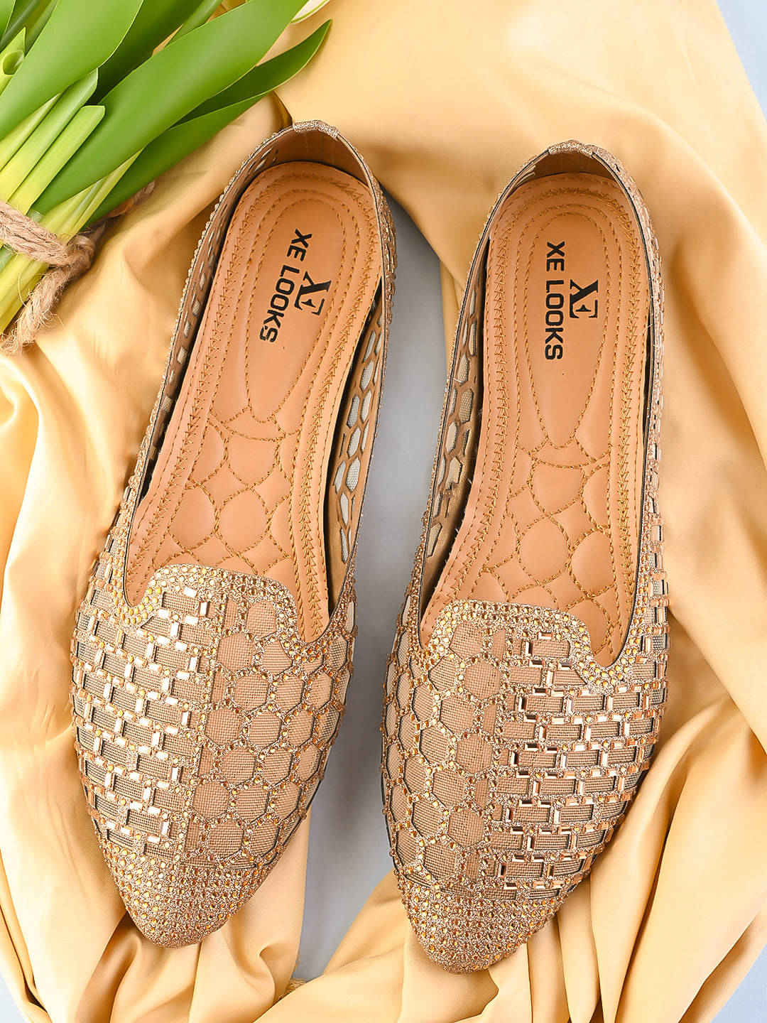     			XE Looks Brown Women's Ethnic Ballerinas