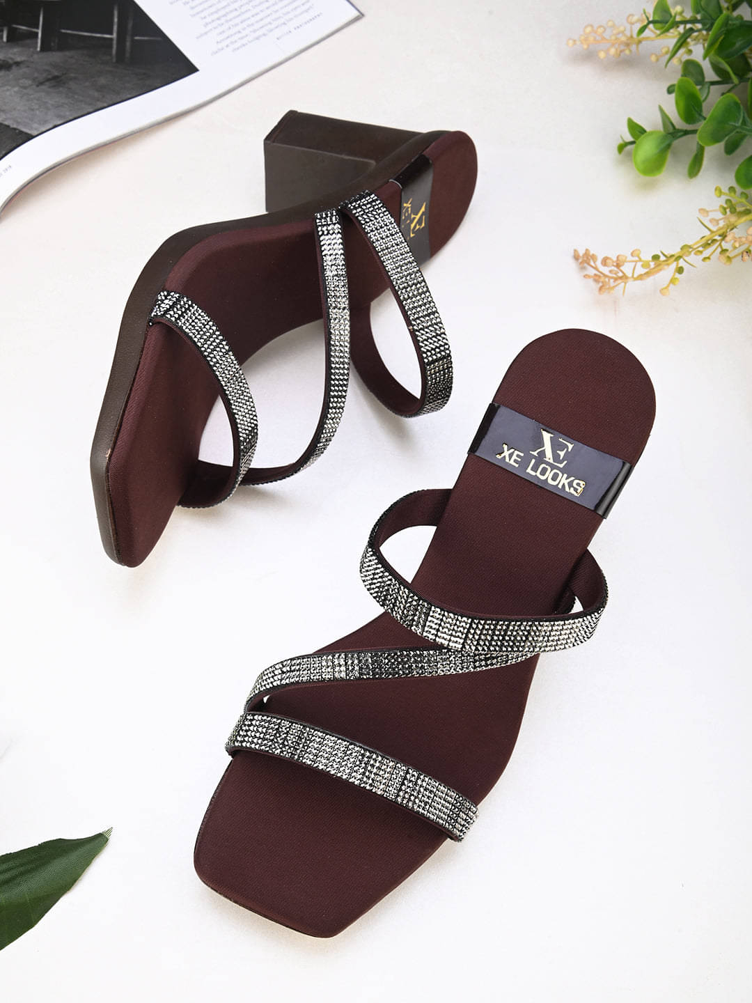     			XE Looks Brown Women's Sandal Heels
