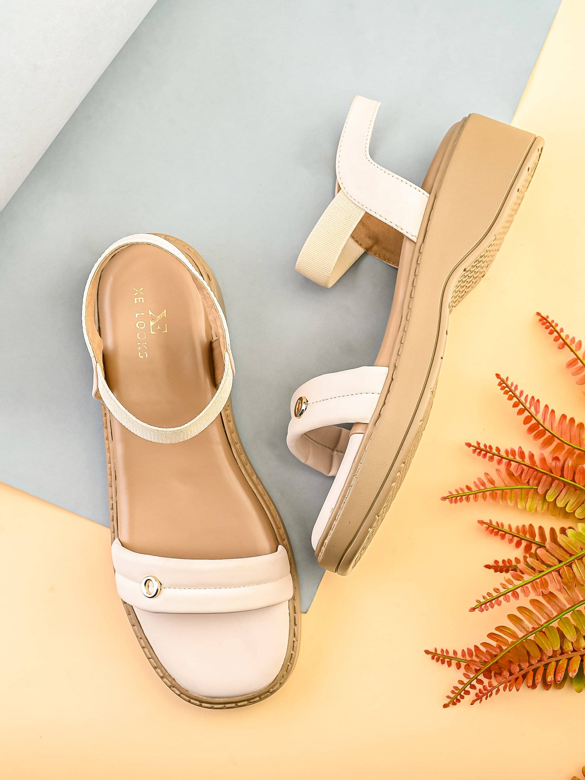     			XE Looks Cream Women's Slip On Heels