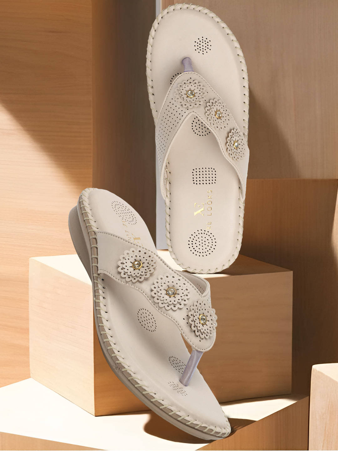     			XE Looks Cream Women's Flats