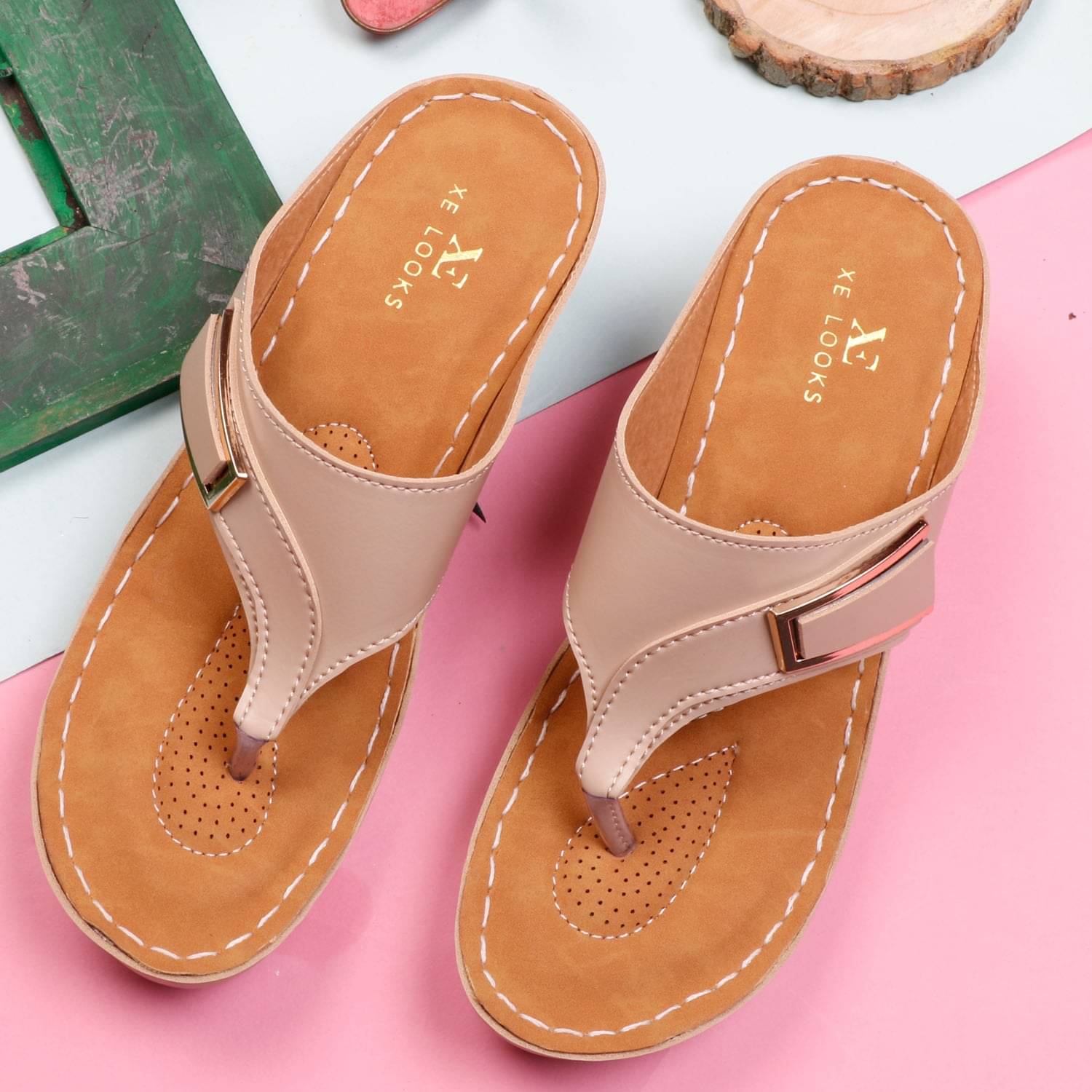     			XE Looks Cream Women's Flats