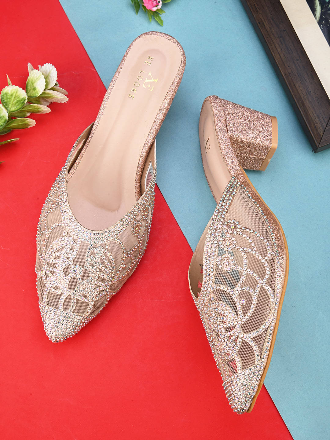 XE Looks Gold Women's Mules Heels XE Looks Gold Women's Mules Heels
