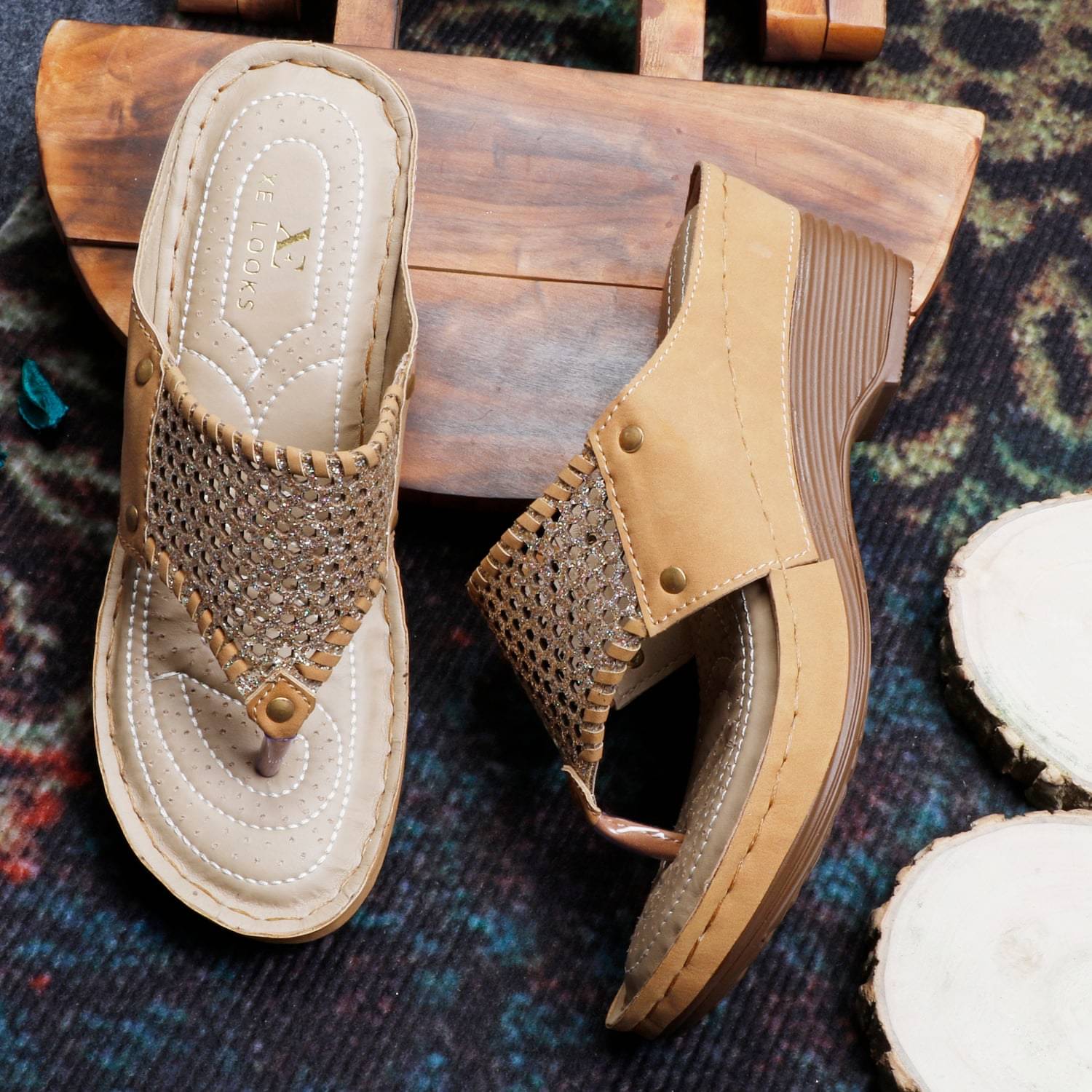     			XE Looks Gold Women's Flats