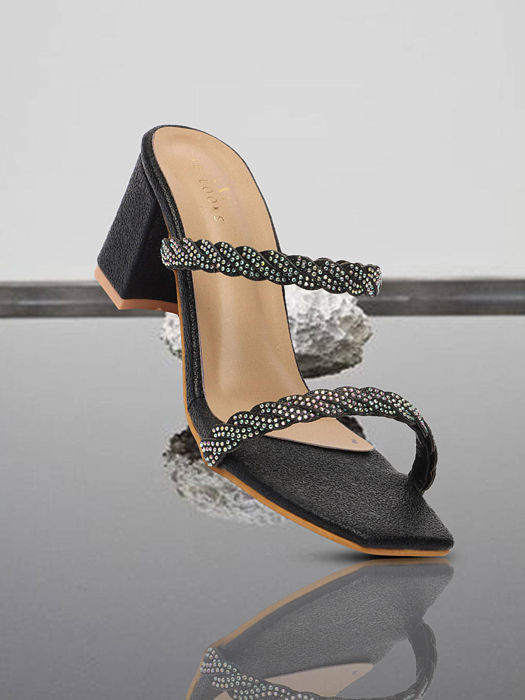     			XE Looks Gold Women's Slip On Heels