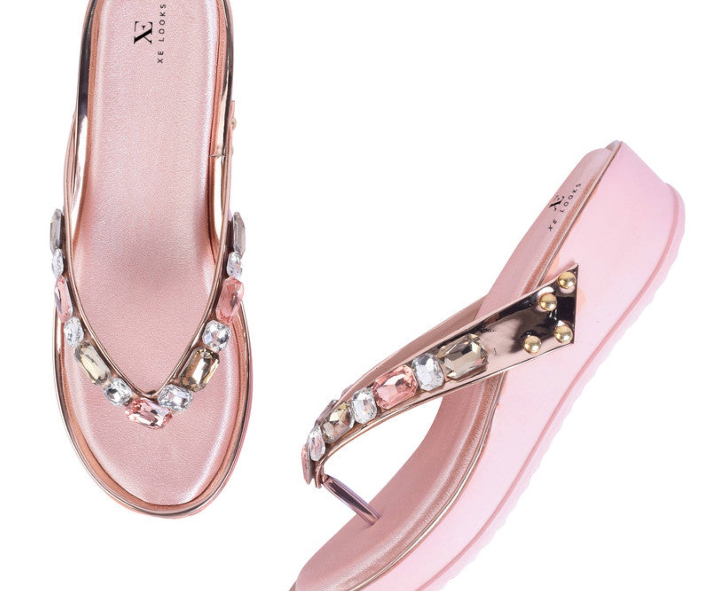     			XE Looks Peach Women's Slip On Heels