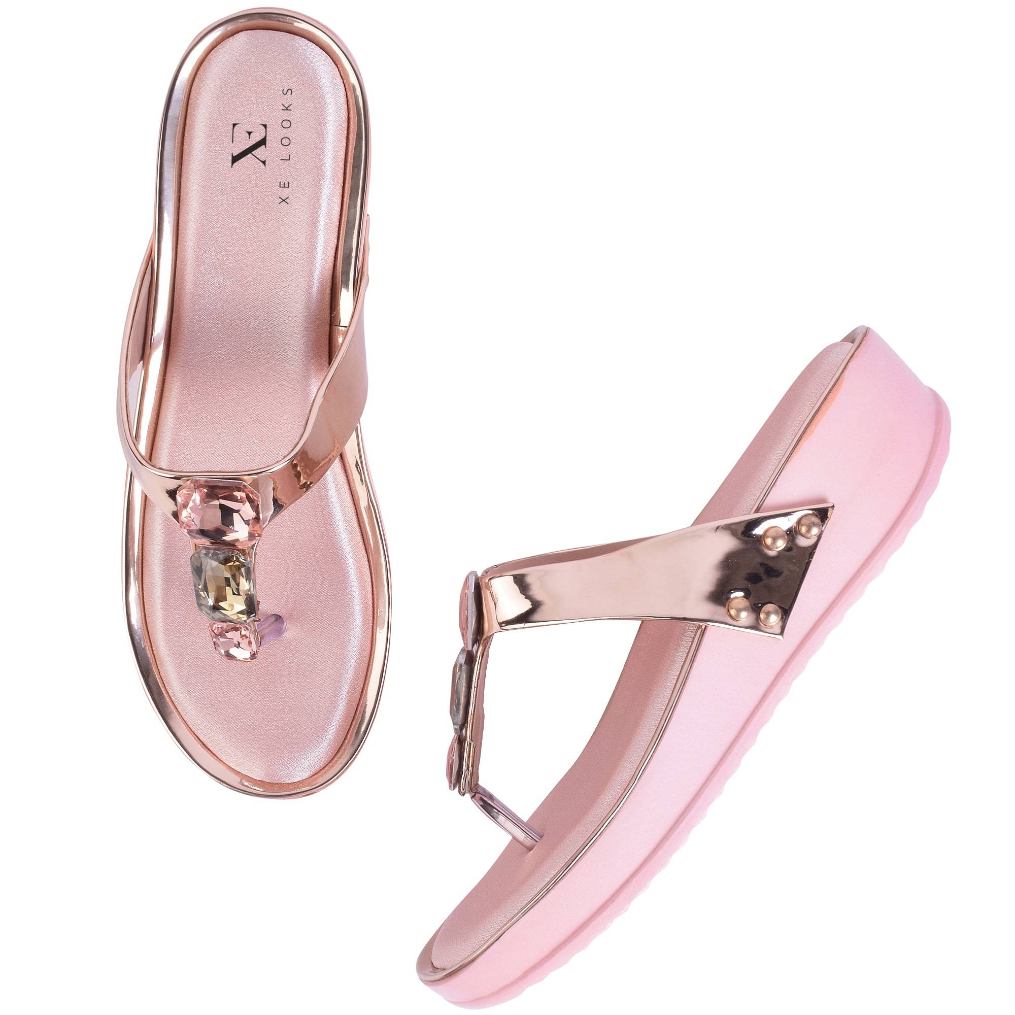     			XE Looks Peach Women's Slip On Heels