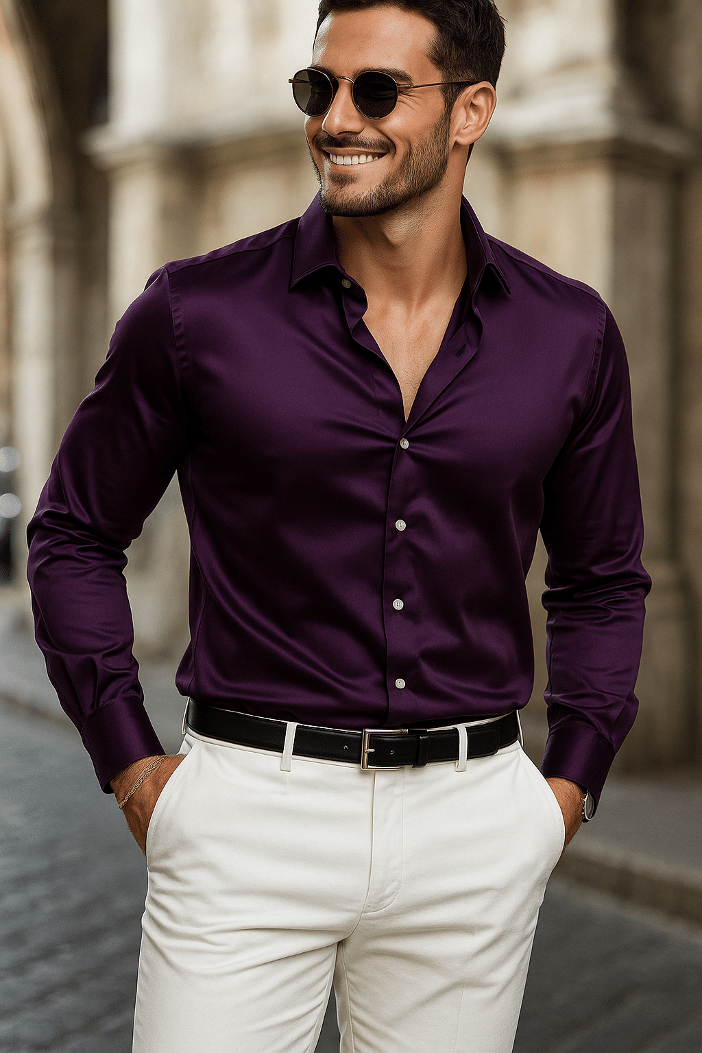     			ZEVBISA Satin Regular Fit Self Design Full Sleeves Men's Casual Shirt - Wine ( Pack of 1 )