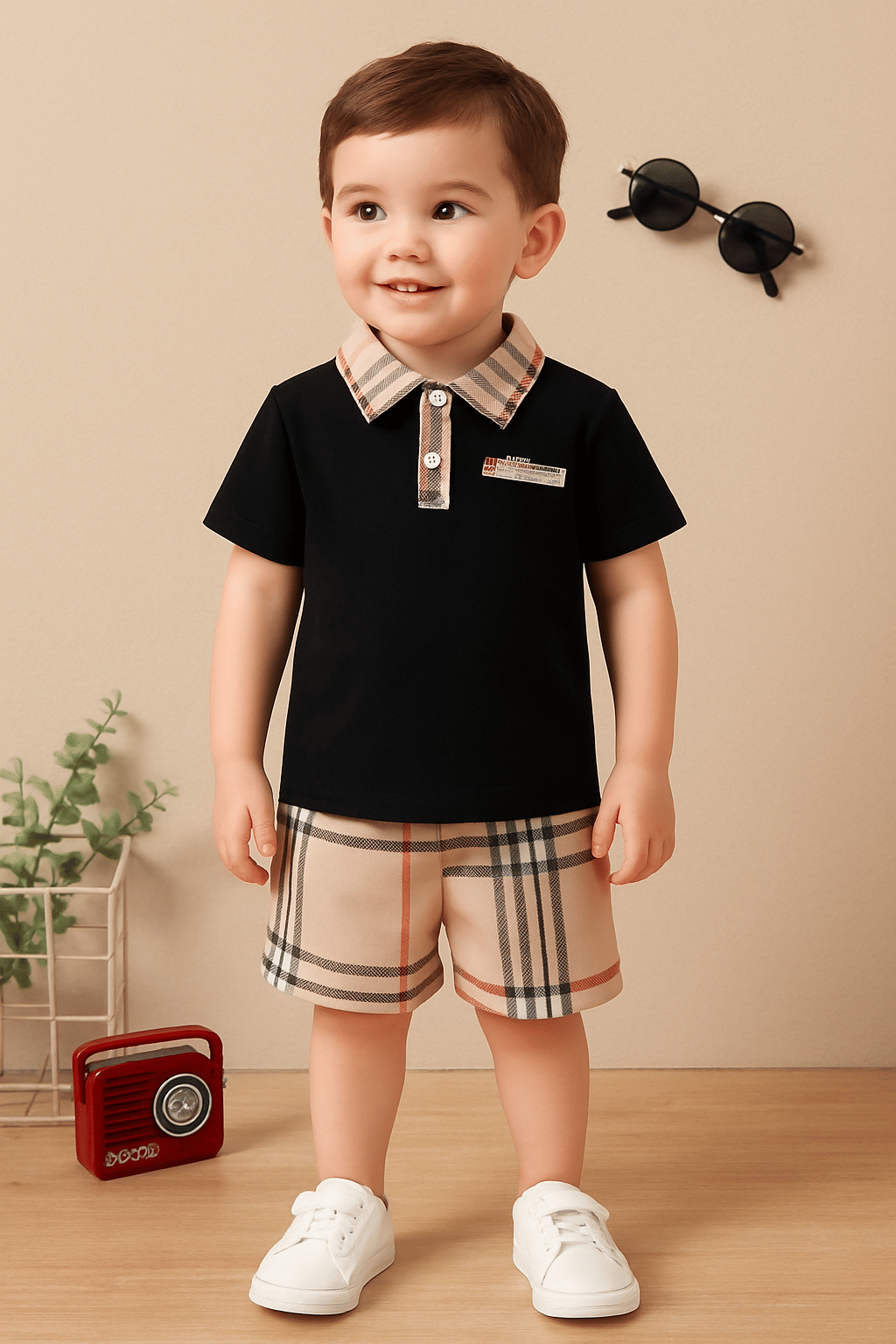     			p3+ Pack of 1 Boys Lycra T-Shirt & Shorts Set ( Black )