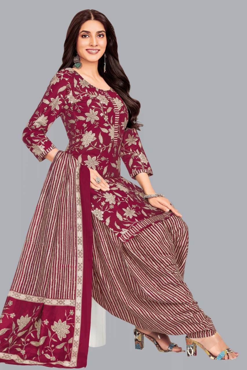 shree jeenmata collection Women Cotton Printed Straight Kurti With Patiala Salwar ( Maroon ) shree jeenmata collection Women Cotton Printed Straight Kurti With Patiala Salwar ( Maroon )