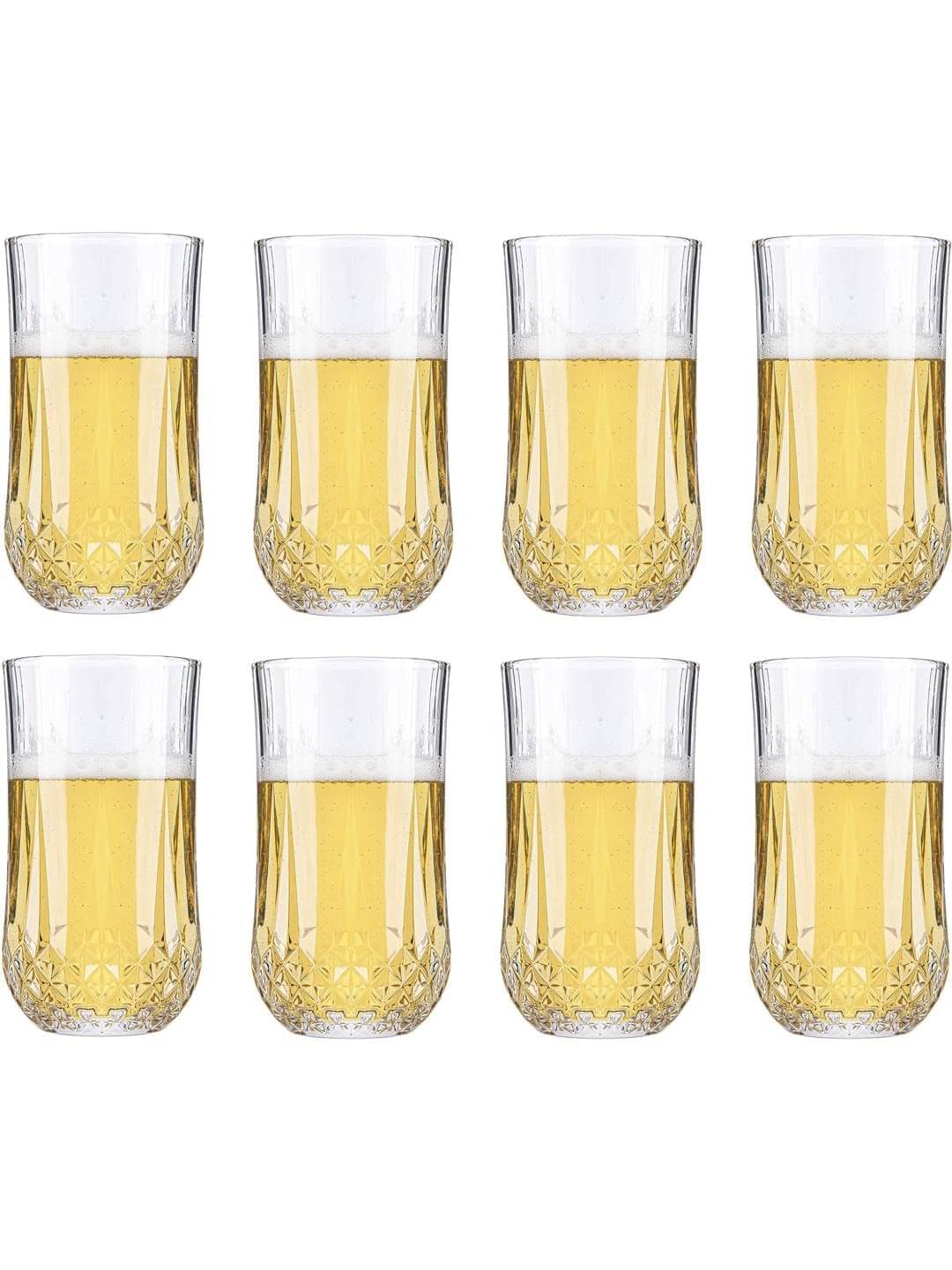     			AFAST Multipurpose Drink Glass Printed Glasses 200 ml ( Pack of 8 ) Transparent
