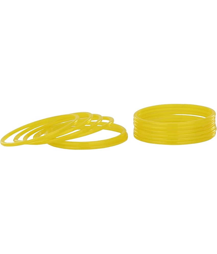 AFST Yellow Bangle Set ( Pack of 12 ) - Bangles & Bracelets | Buy online on ZillyBuy