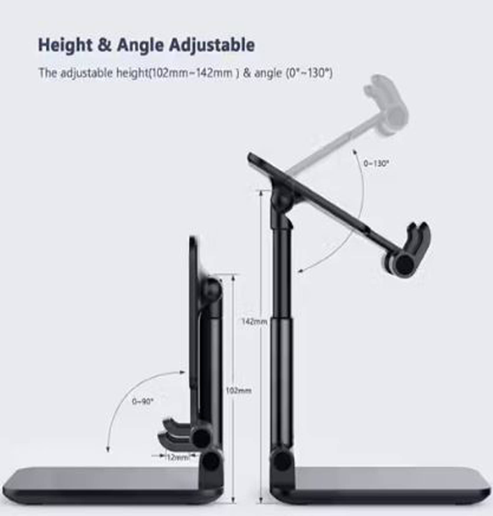 Adjustable Cell Phone Stand, Foldable Portable Phone Stand Phone Holder for Desk, Desktop Tablet Stand Compatible with Mobile Phone/iPad/Tablet (Black) Adjustable Cell Phone Stand, Foldable Portable Phone Stand Phone Holder for Desk, Desktop Tablet Stand Compatible with Mobile Phone/iPad/Tablet (Black)