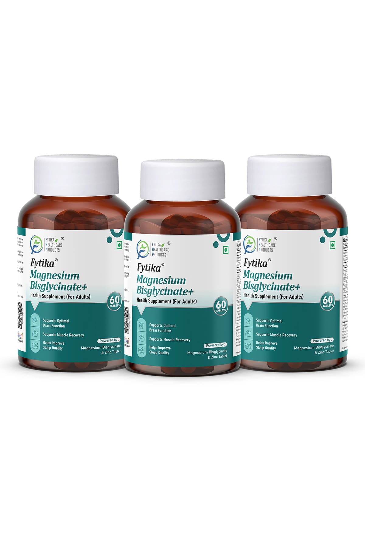    			FYTIKA Fytika Magnesium Bisglycinate + | For Men & Women | 60 Tablets Each 3 gm Minerals Tablets Pack of 3