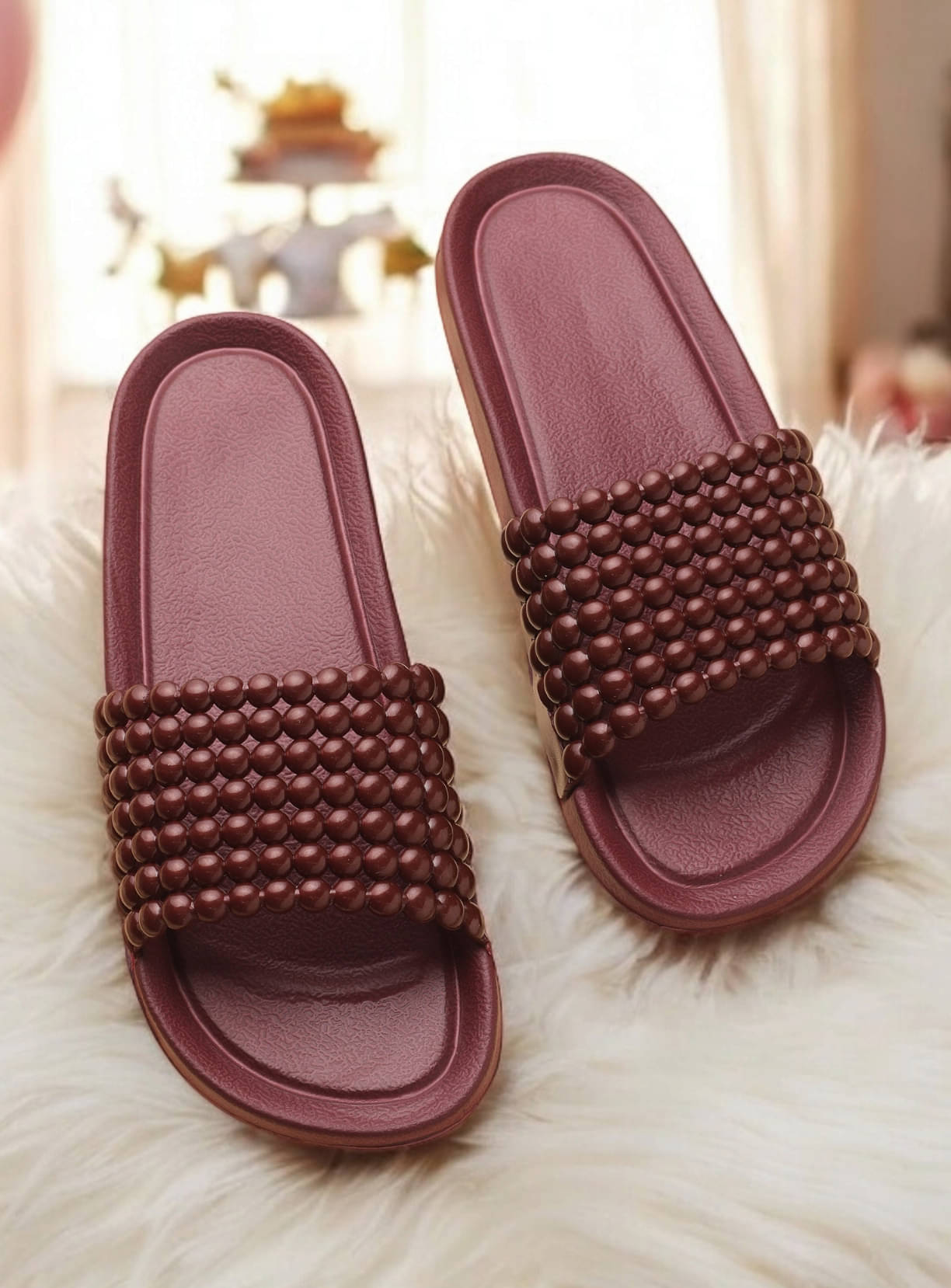     			KAPANI Maroon Women's Slide Flip Flop