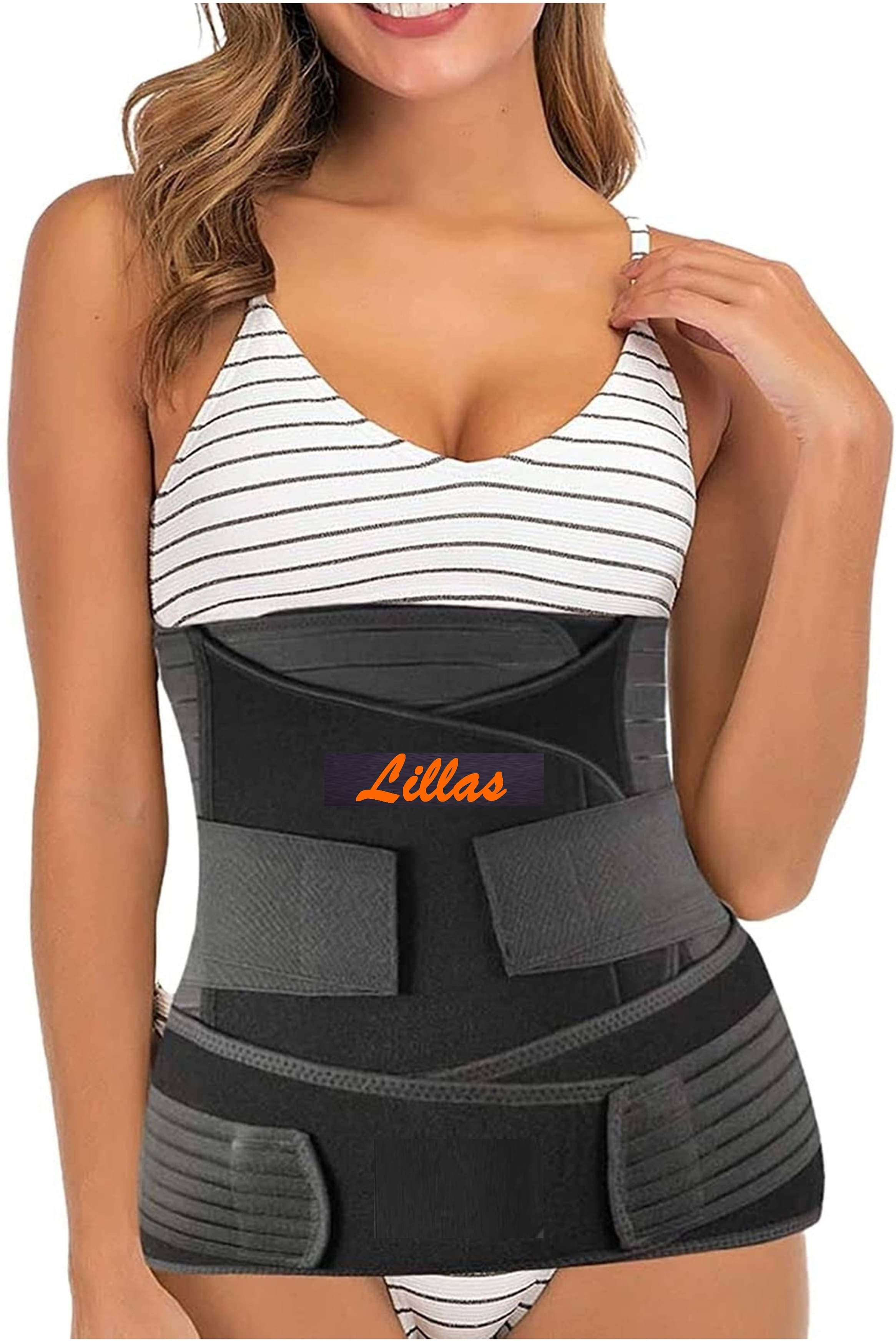     			Lillas 3in1 Post Pregnancy Belt For Women After Delivery Abdominal Support - Large, Black (Pack of 1)