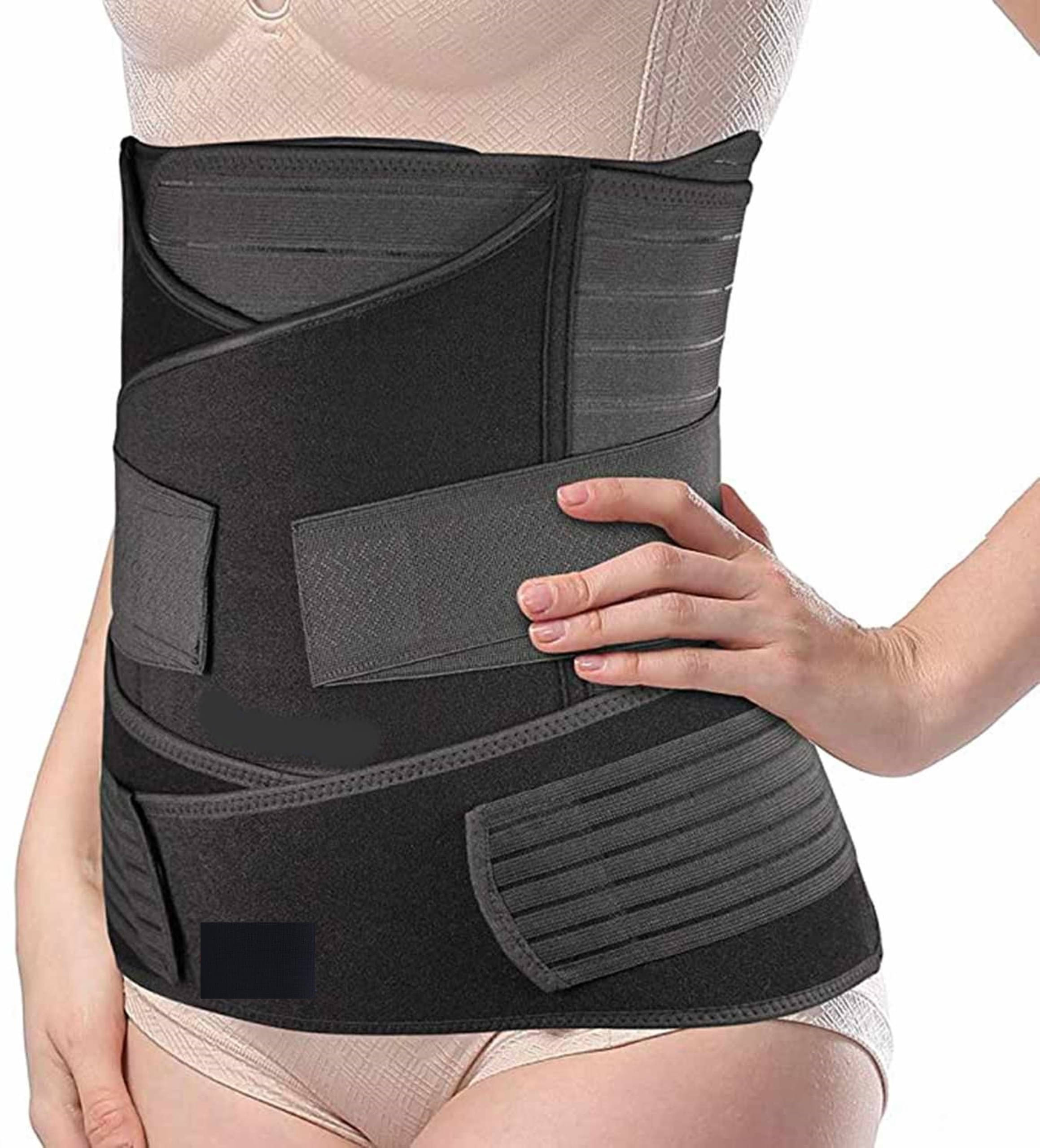     			Lillas 3in1 Post Pregnancy Belt For Women After Delivery Abdominal Support - Large, Black (Pack of 1)