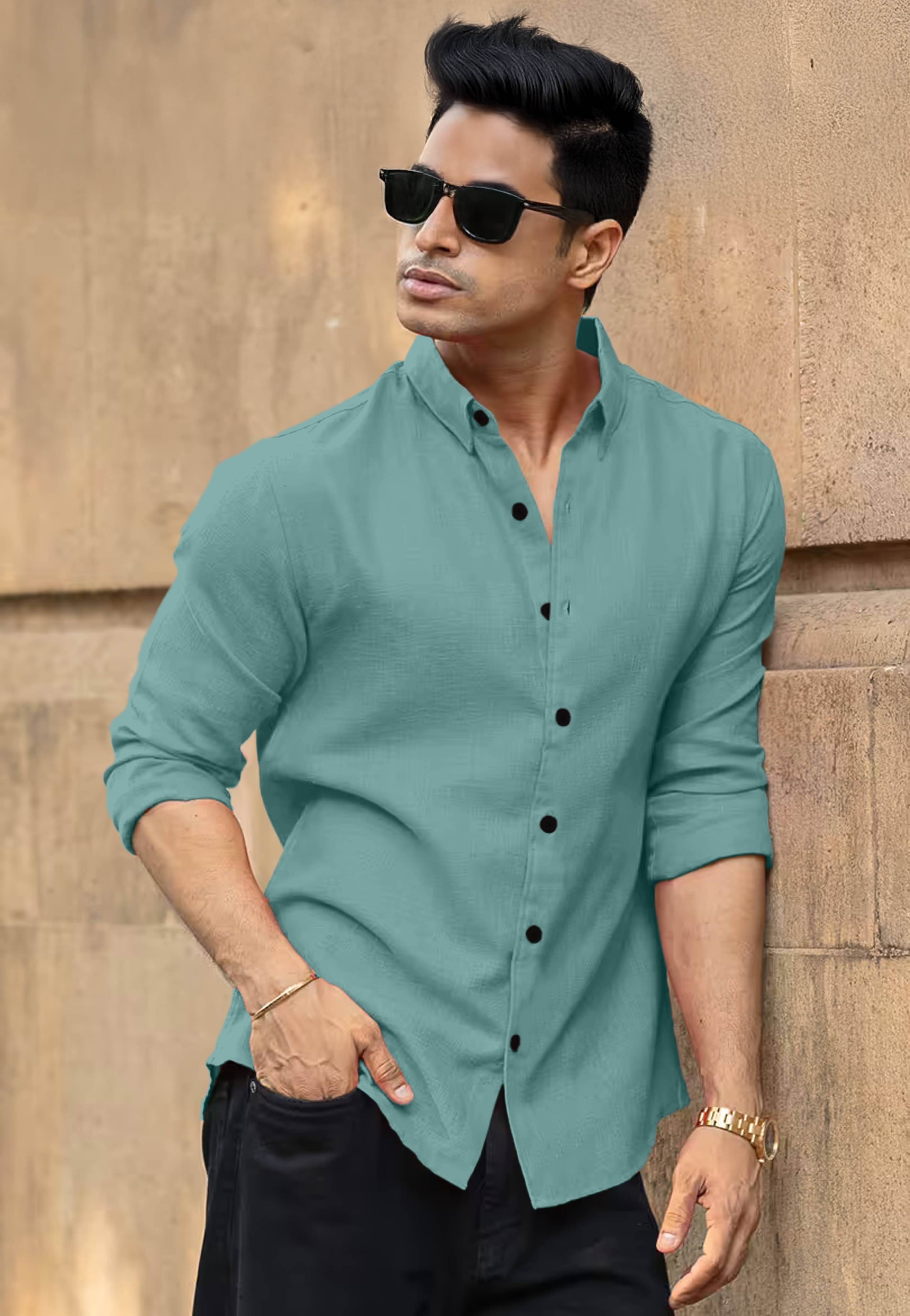 Mameru Linen Regular Fit Self Design Full Sleeves Men's Casual Shirt - Sea Green ( Pack of 1 ) Mameru Linen Regular Fit Self Design Full Sleeves Men's Casual Shirt - Sea Green ( Pack of 1 )