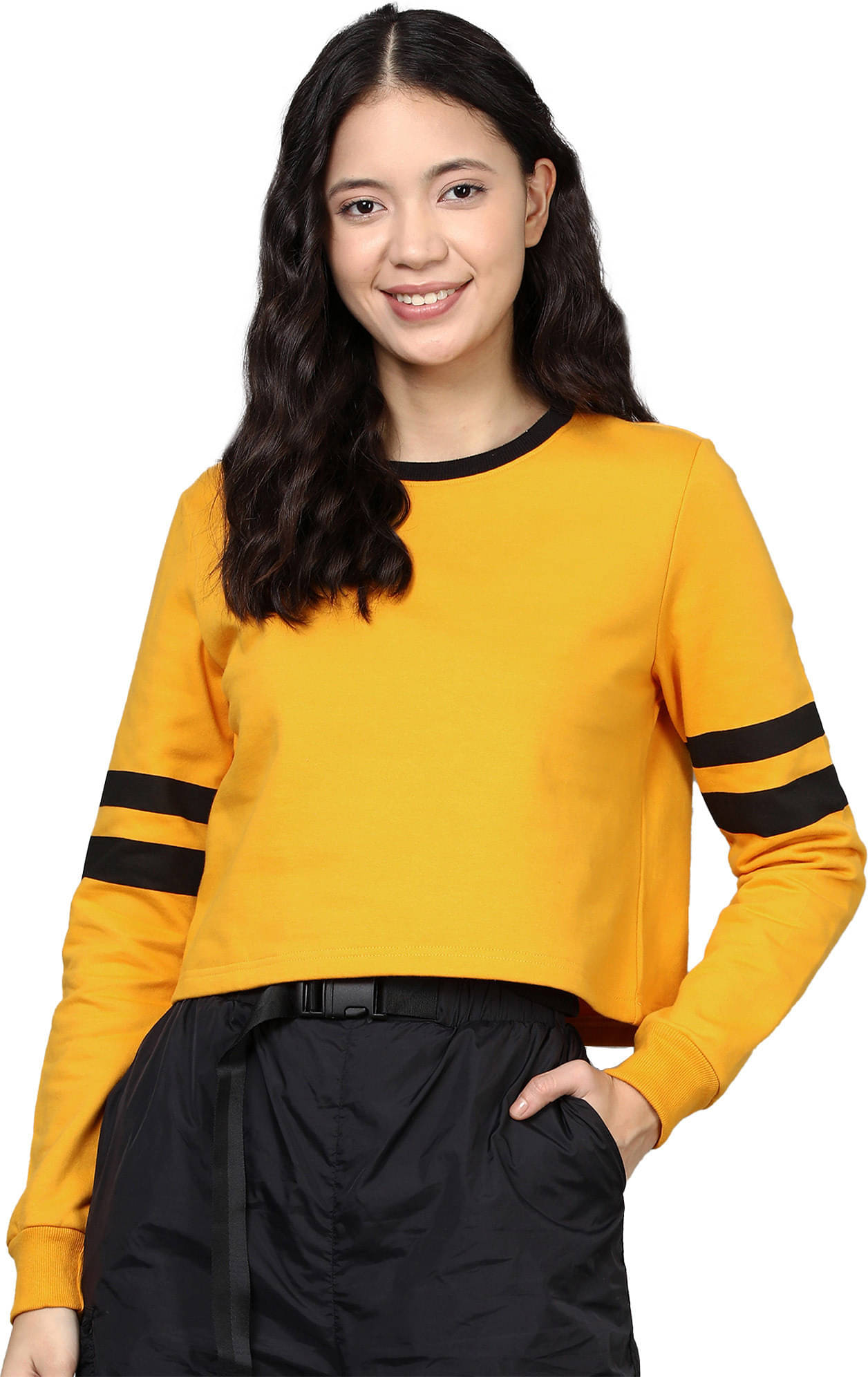 Maniac Women Cotton Sweatshirt ( Yellow ) Maniac Women Cotton Sweatshirt ( Yellow )