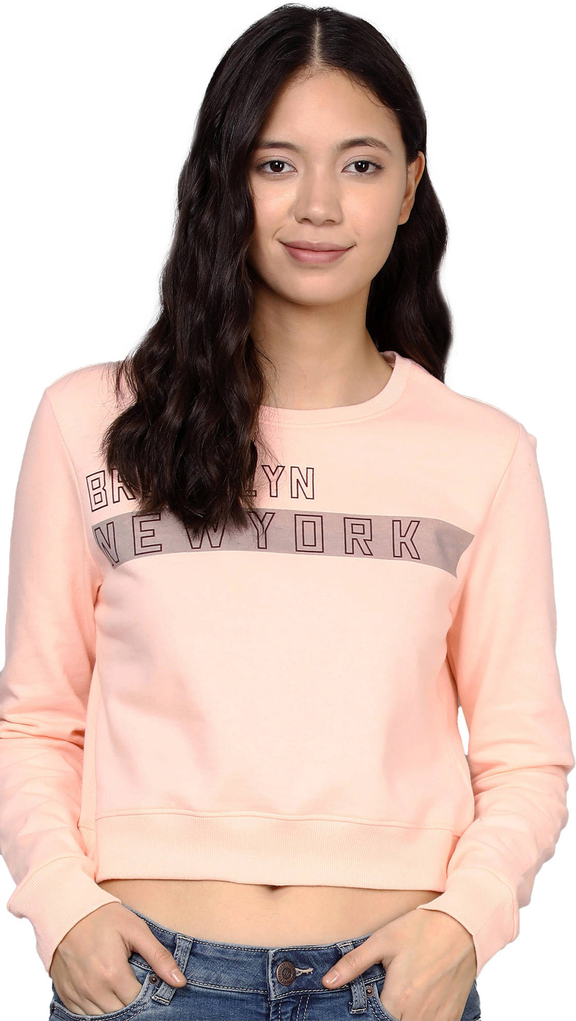 Maniac Cotton Women's Non Hooded Sweatshirt ( Pink ) Maniac Cotton Women's Non Hooded Sweatshirt ( Pink )
