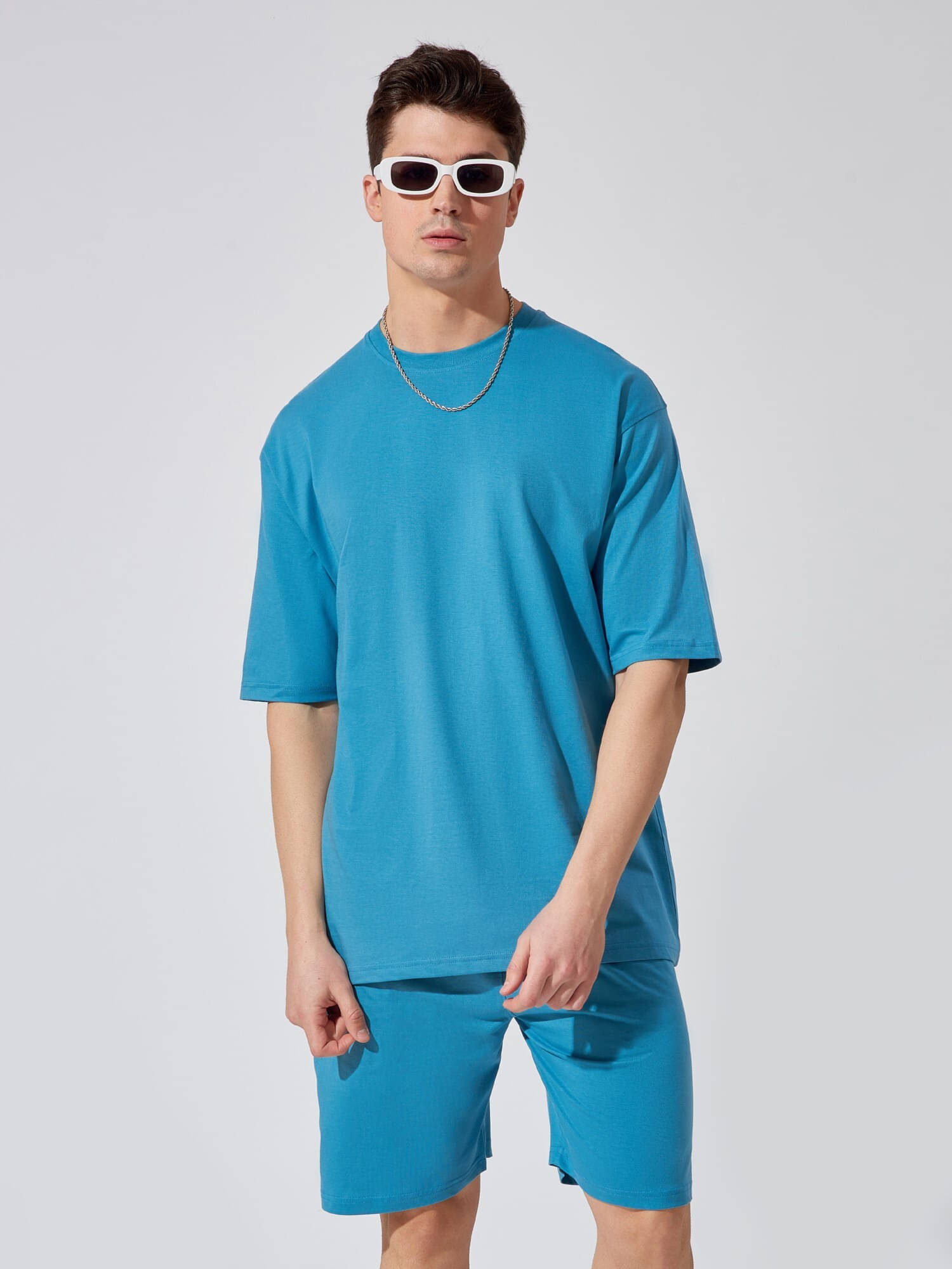     			Maniac Men's T-shirt With Shorts Co-Ords Set ( Pack of 1 , Blue )