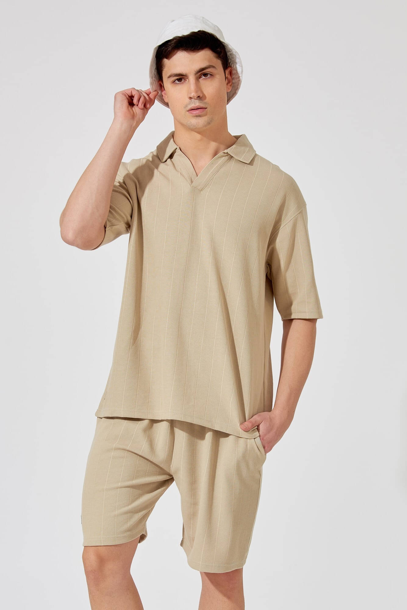     			Maniac Men's T-shirt With Shorts Co-Ords Set ( Pack of 1 , Beige )