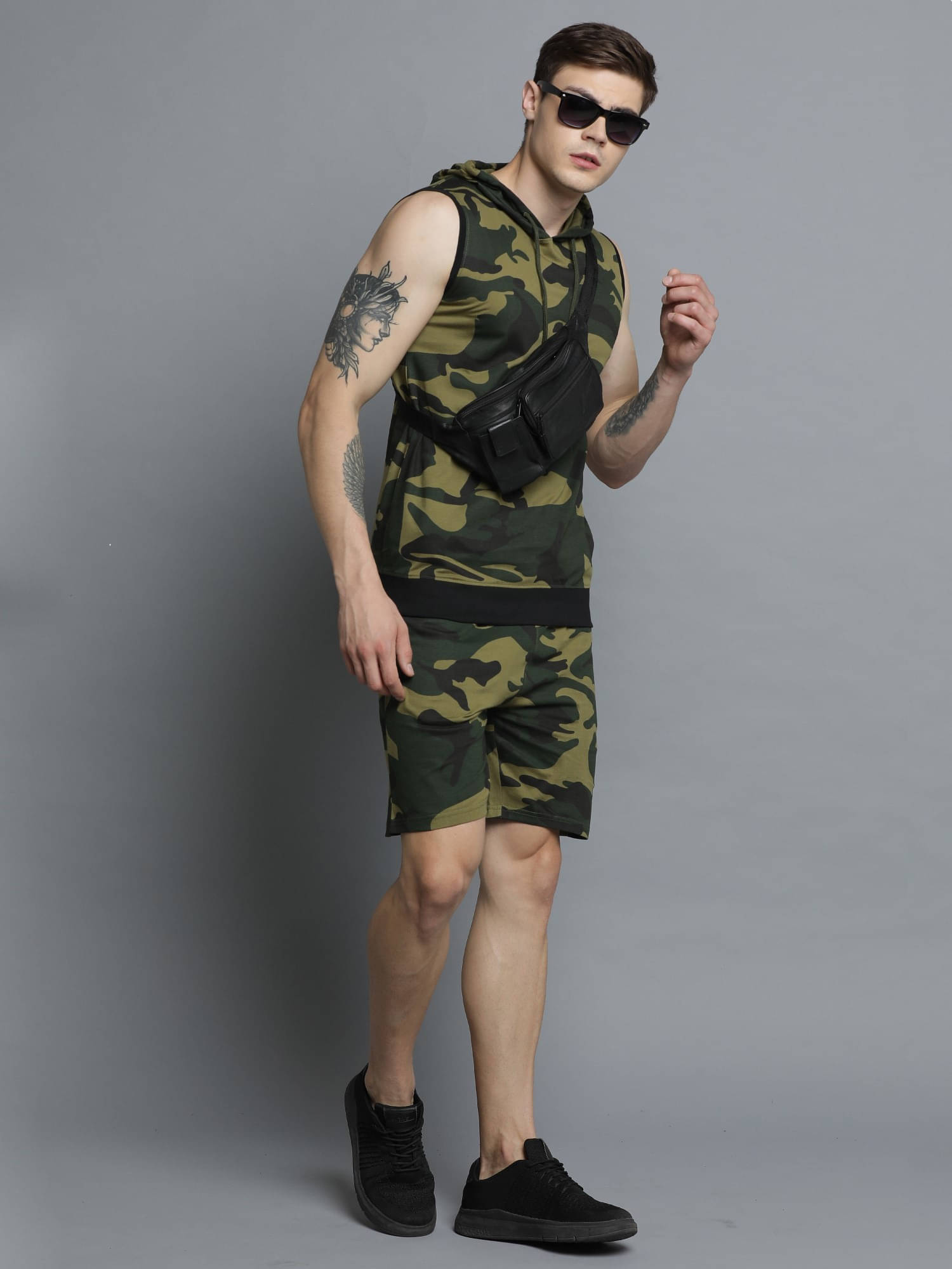     			Maniac Men's T-shirt With Shorts Co-Ords Set ( Pack of 1 , Green )