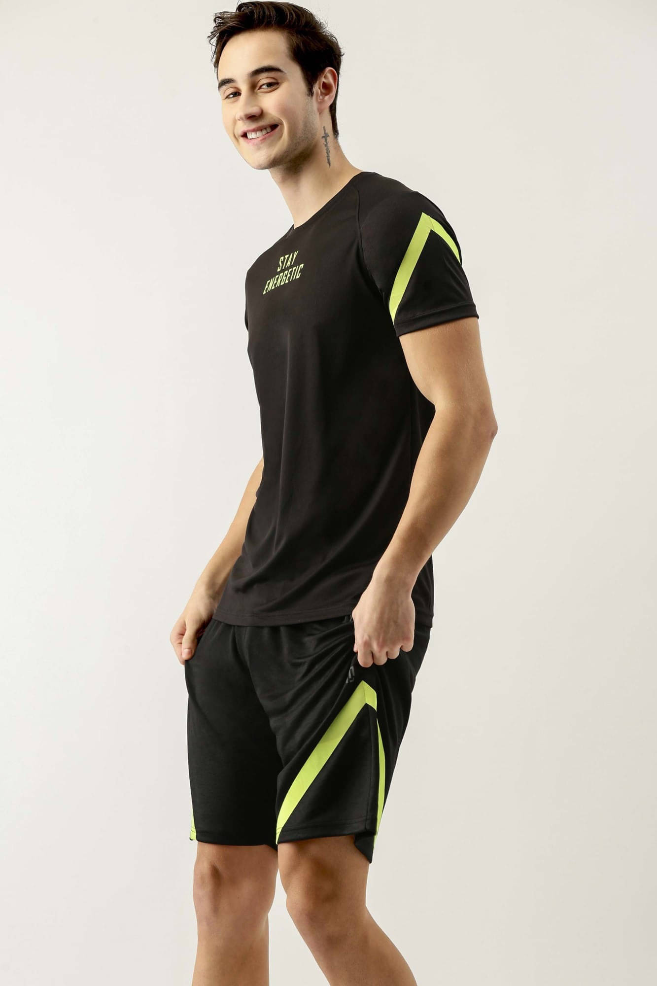     			Maniac Men's T-shirt With Shorts Co-Ords Set ( Pack of 1 , Black )