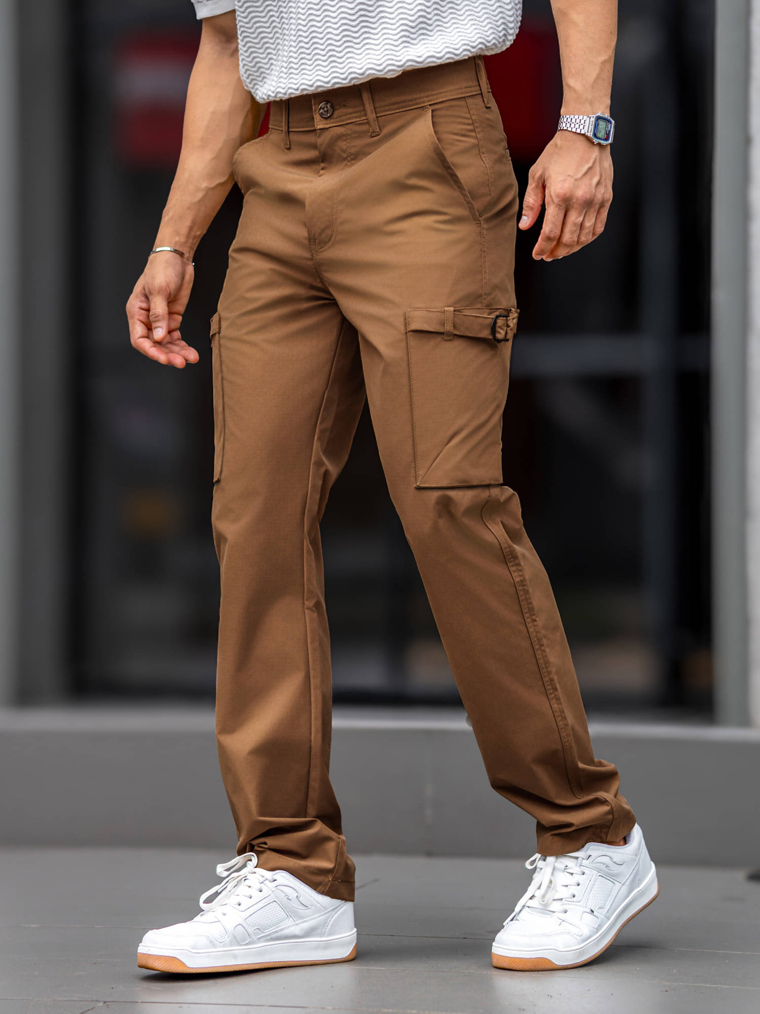     			Maniac Regular Pleated Men's Joggers - Brown ( Pack of 1 )