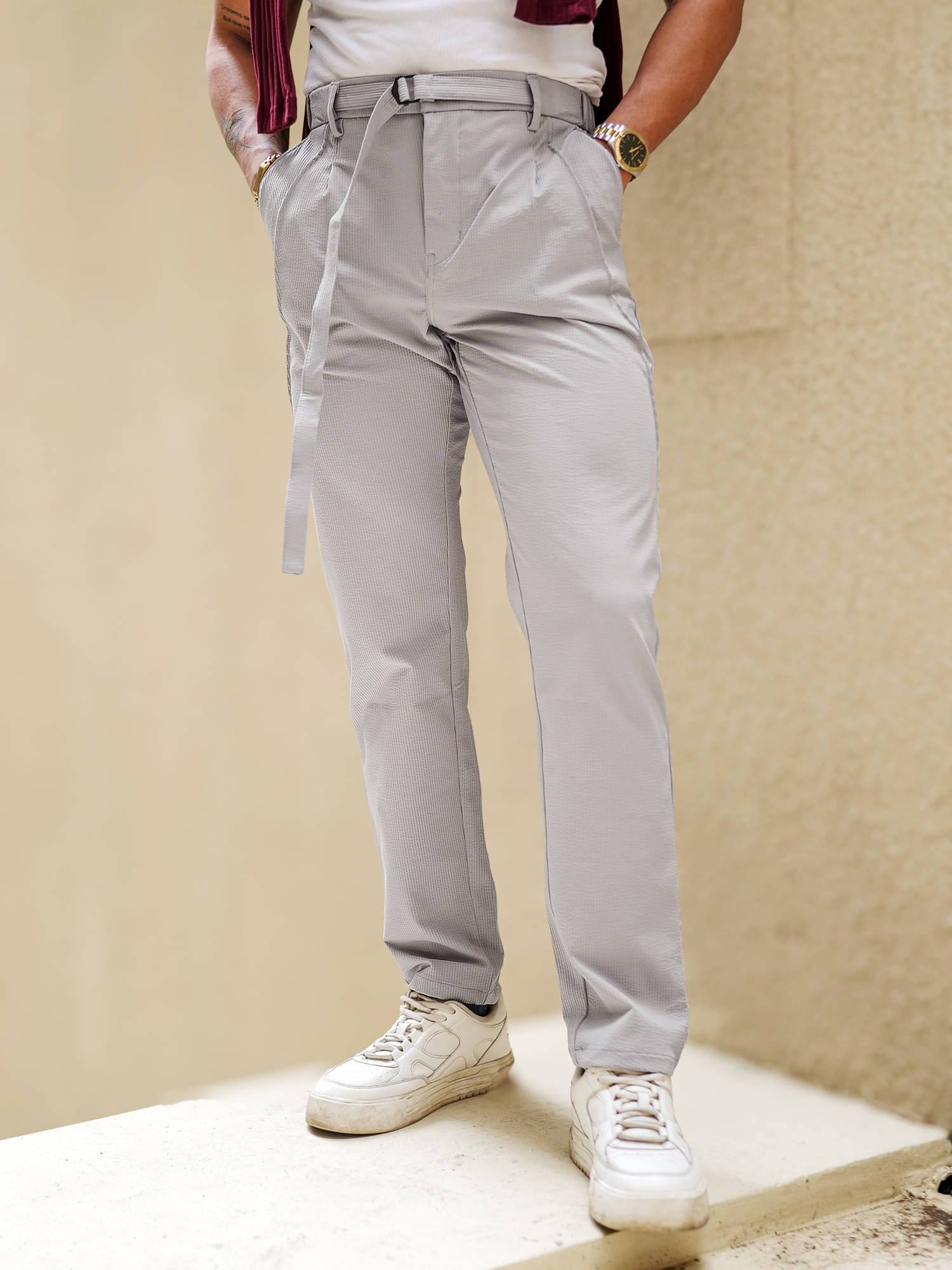     			Maniac Regular Pleated Men's Trouser - Grey ( Pack of 1 )
