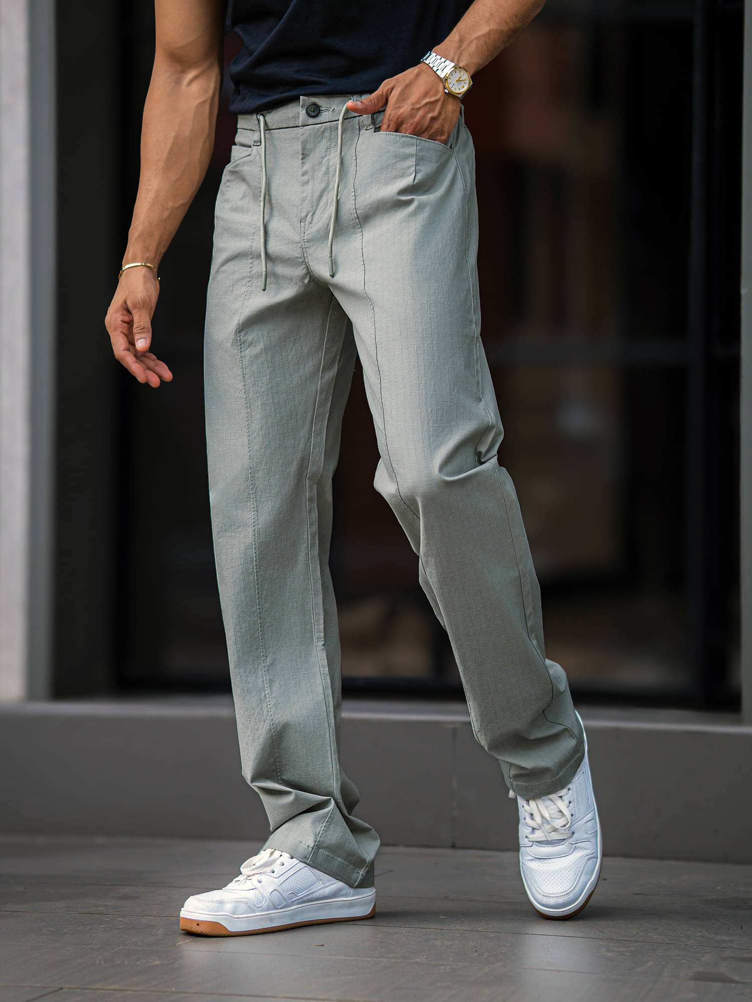     			Maniac Regular Pleated Men's Trouser - Grey ( Pack of 1 )