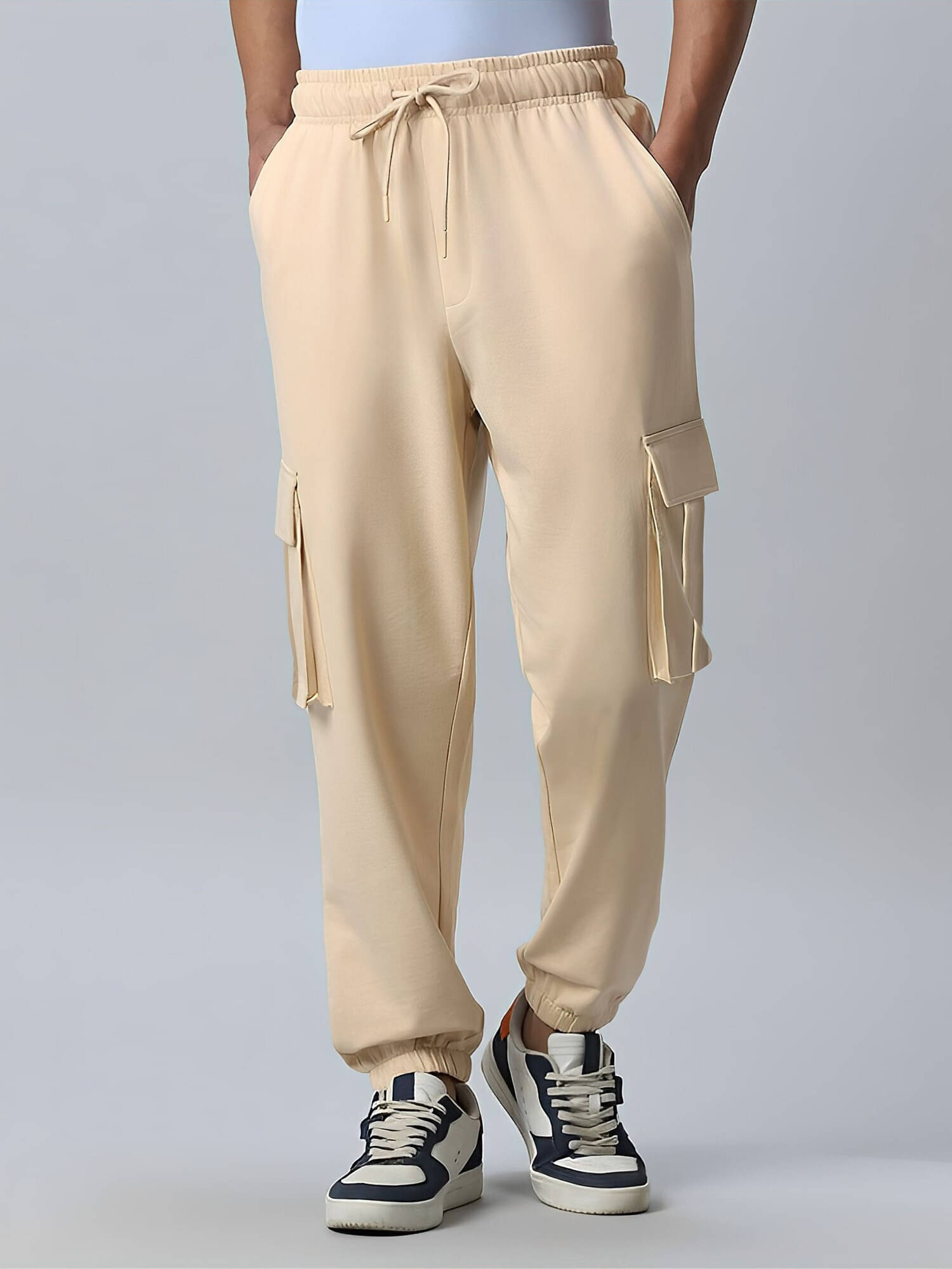     			Maniac Regular Pleated Men's Joggers - Beige ( Pack of 1 )