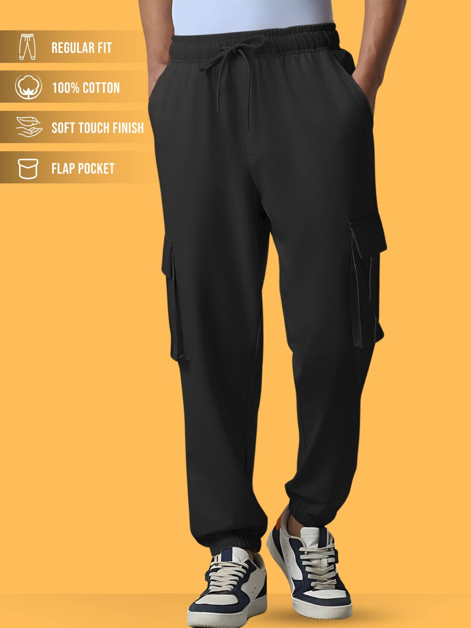     			Maniac Regular Pleated Men's Joggers - Black ( Pack of 1 )