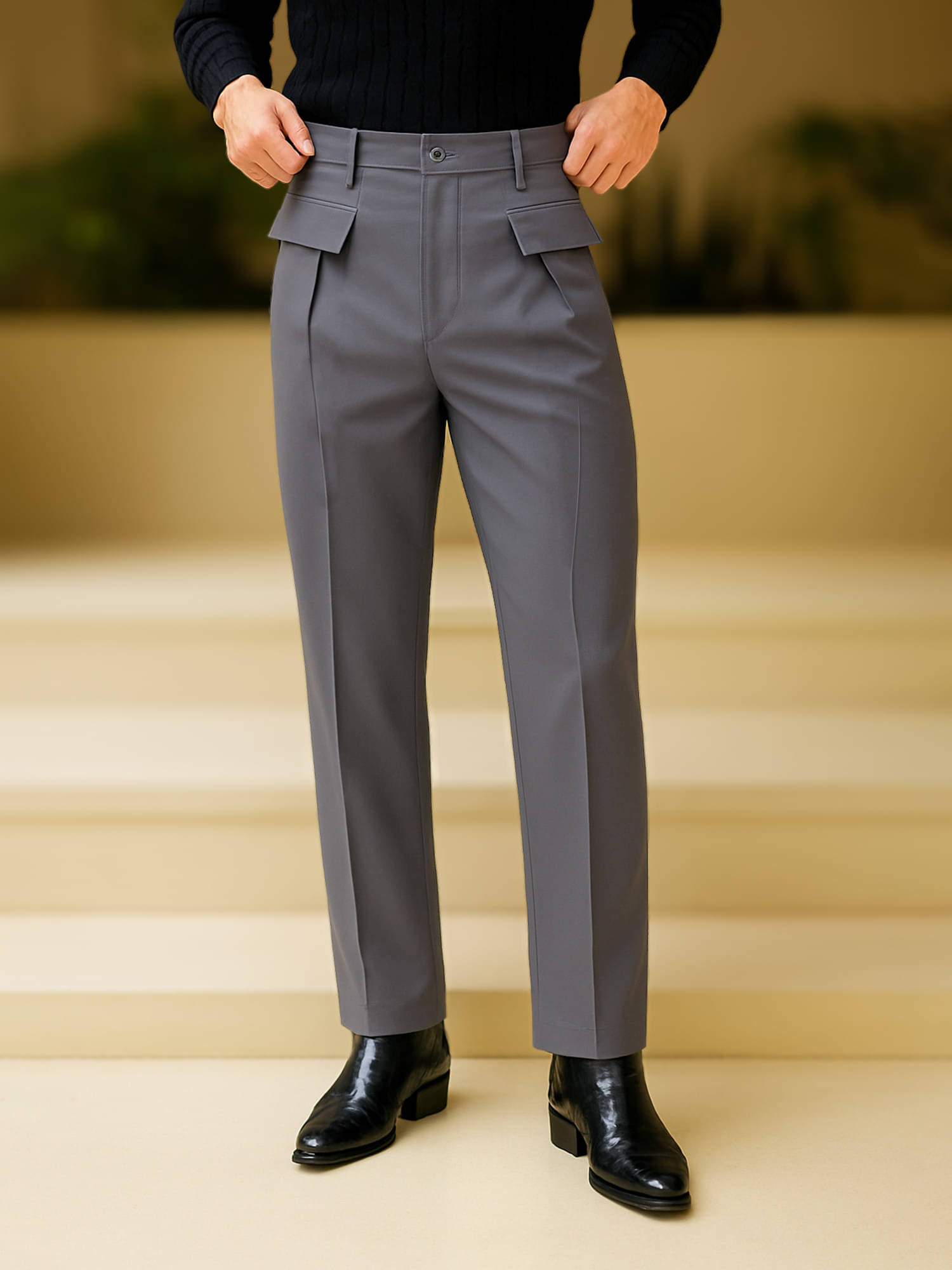     			Maniac Regular Pleated Men's Trouser - Grey ( Pack of 1 )