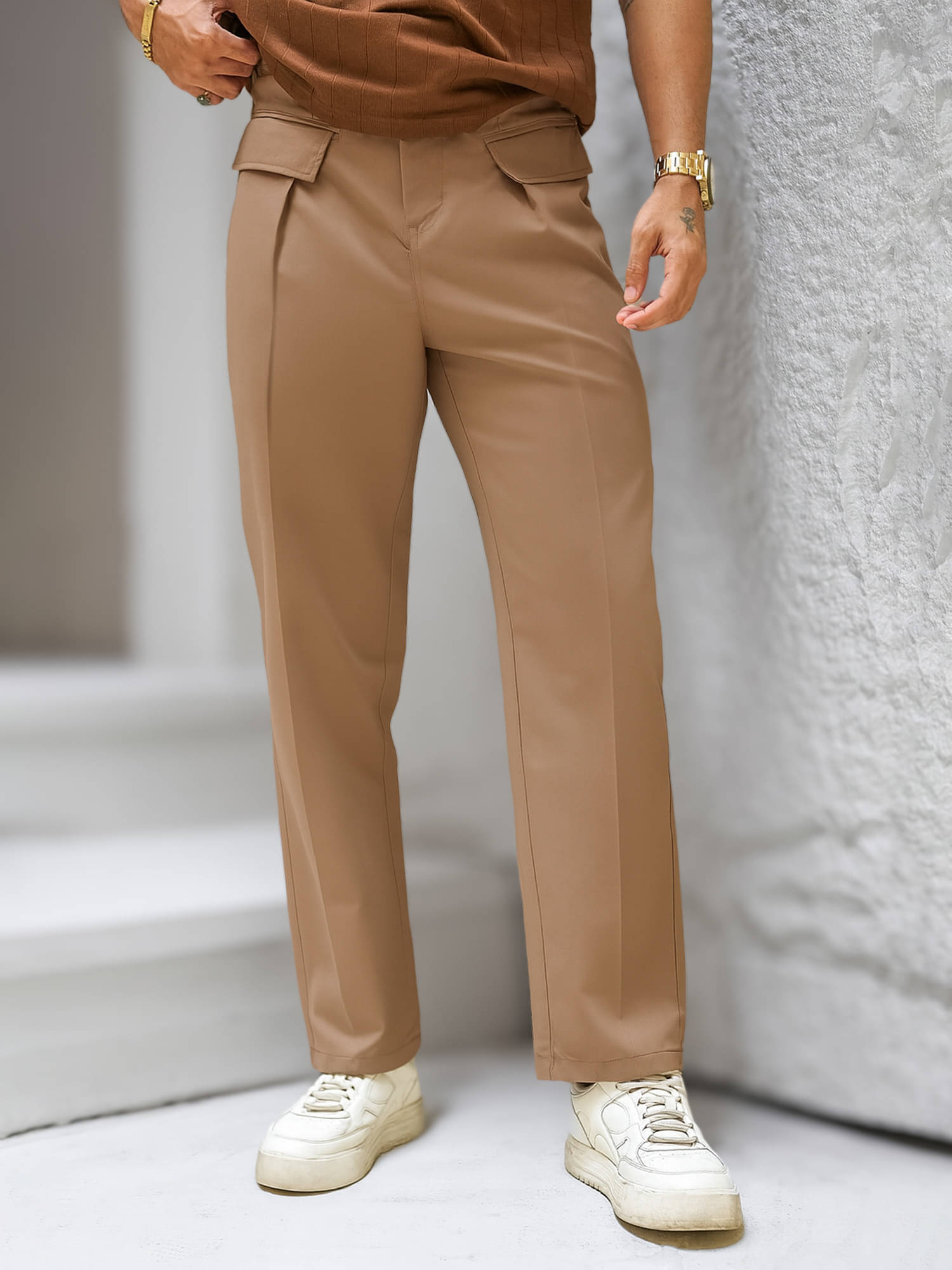     			Maniac Regular Pleated Men's Trouser - Beige ( Pack of 1 )