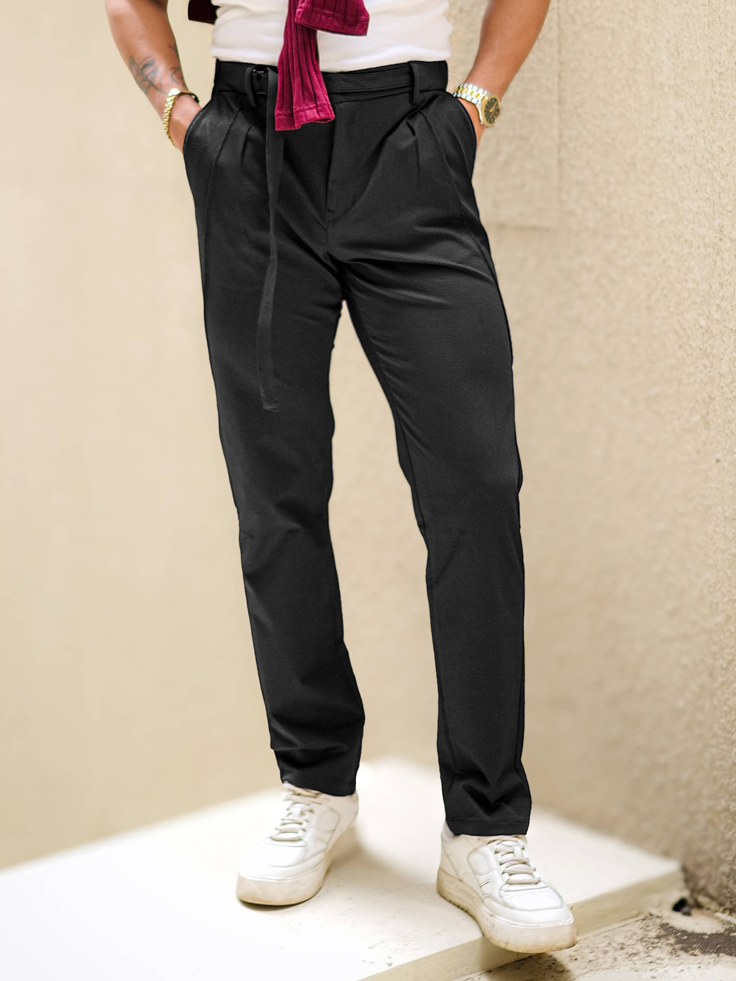     			Maniac Regular Pleated Men's Trouser - Black ( Pack of 1 )