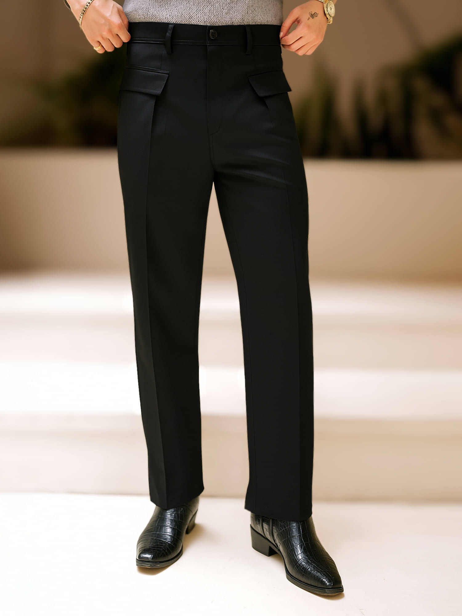     			Maniac Regular Pleated Men's Trouser - Black ( Pack of 1 )