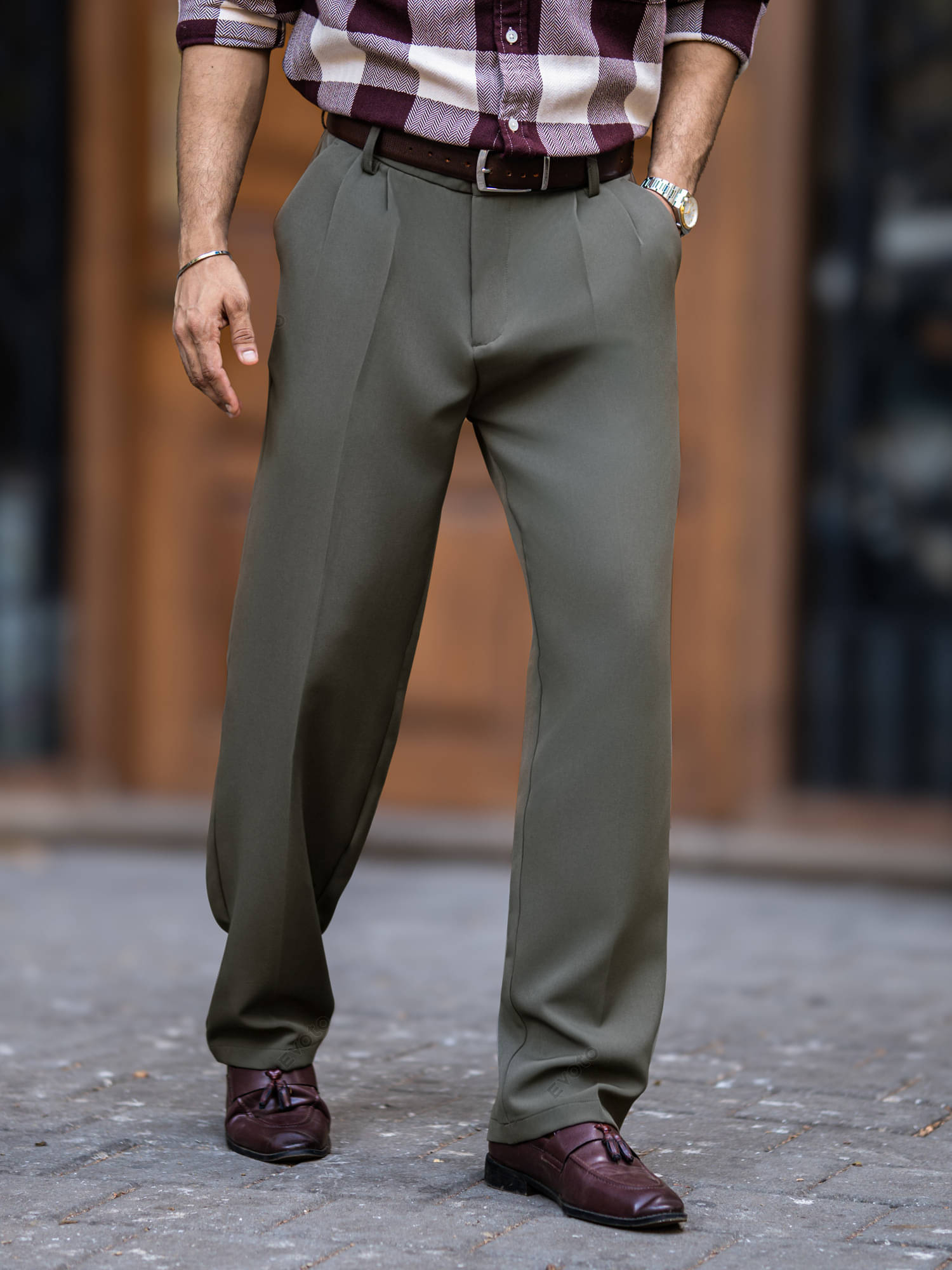     			Maniac Relax Pleated Men's Trouser - Green ( Pack of 1 )