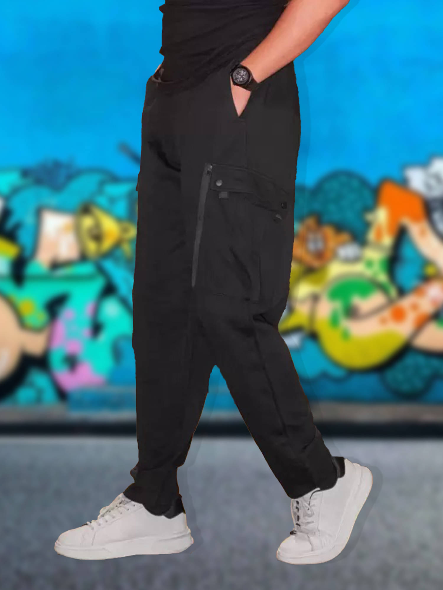     			Maniac Relax Pleated Men's Joggers - Black ( Pack of 1 )