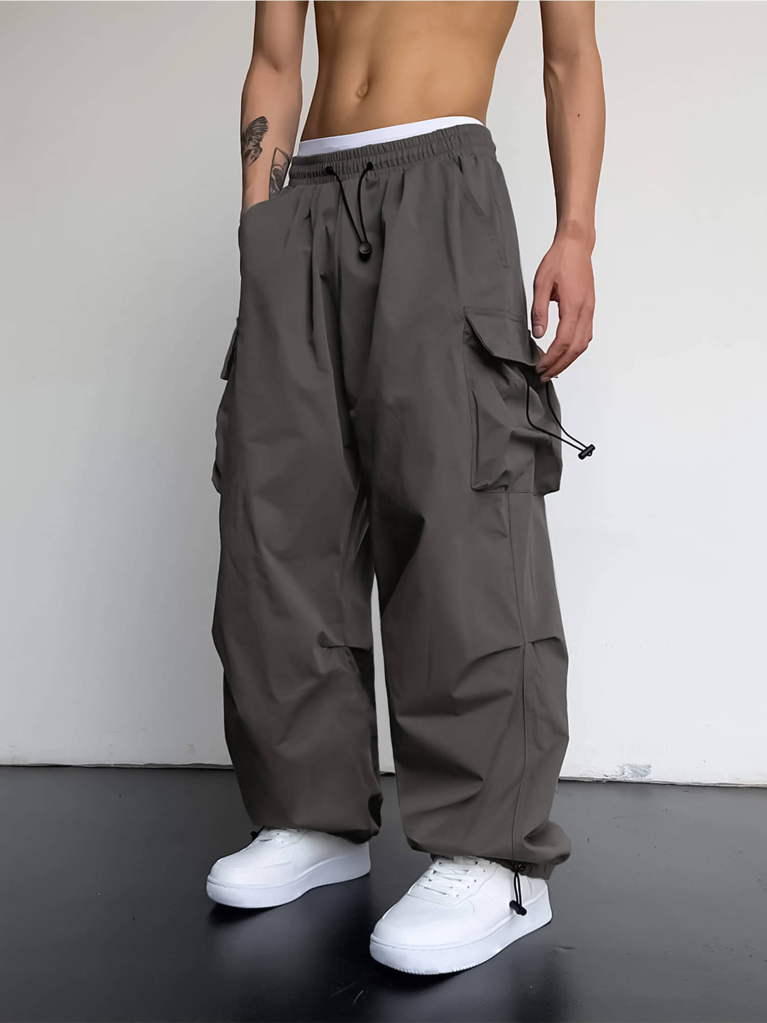     			Maniac Relax Pleated Men's Joggers - Grey ( Pack of 1 )