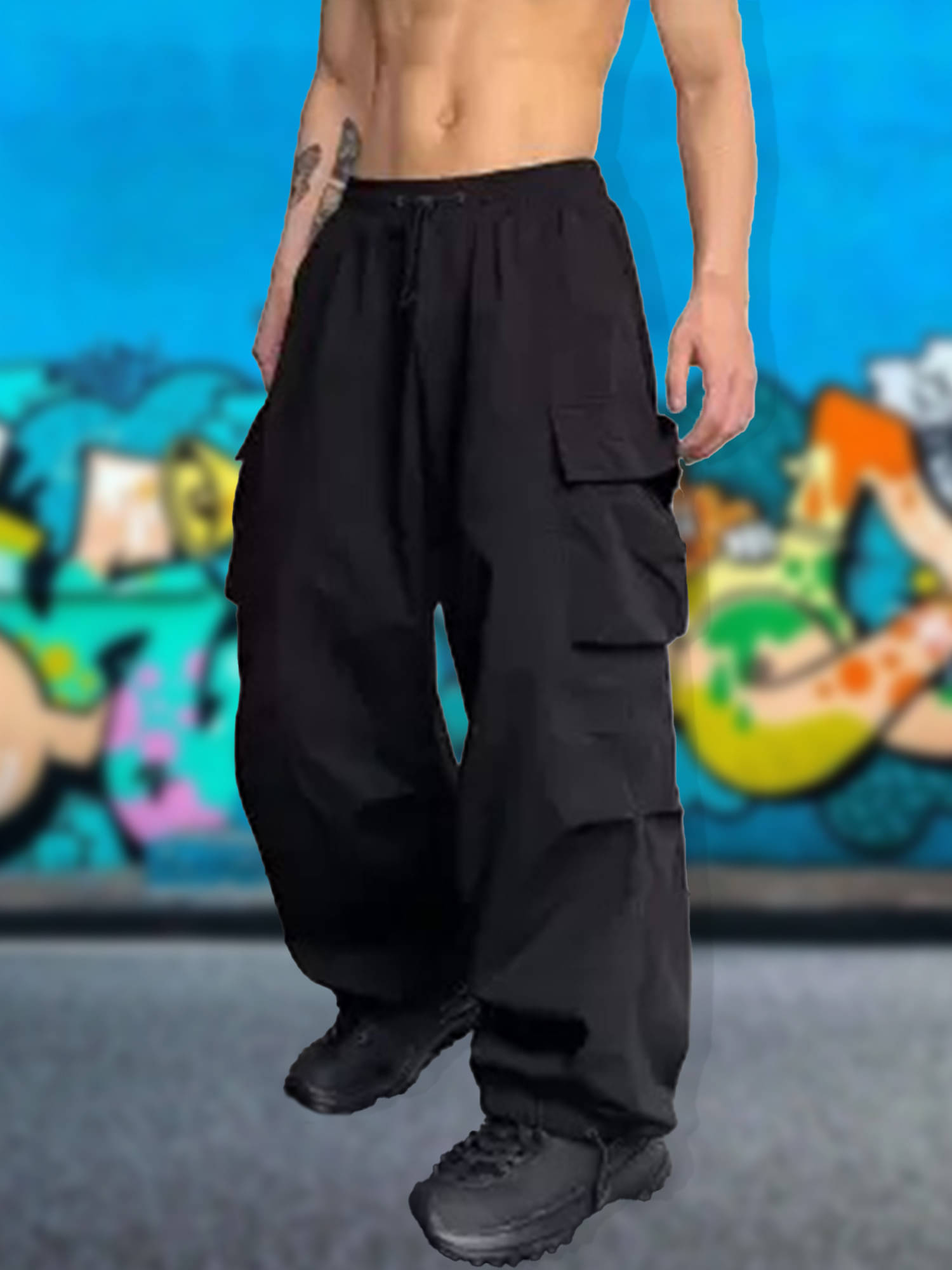     			Maniac Relax Pleated Men's Joggers - Black ( Pack of 1 )