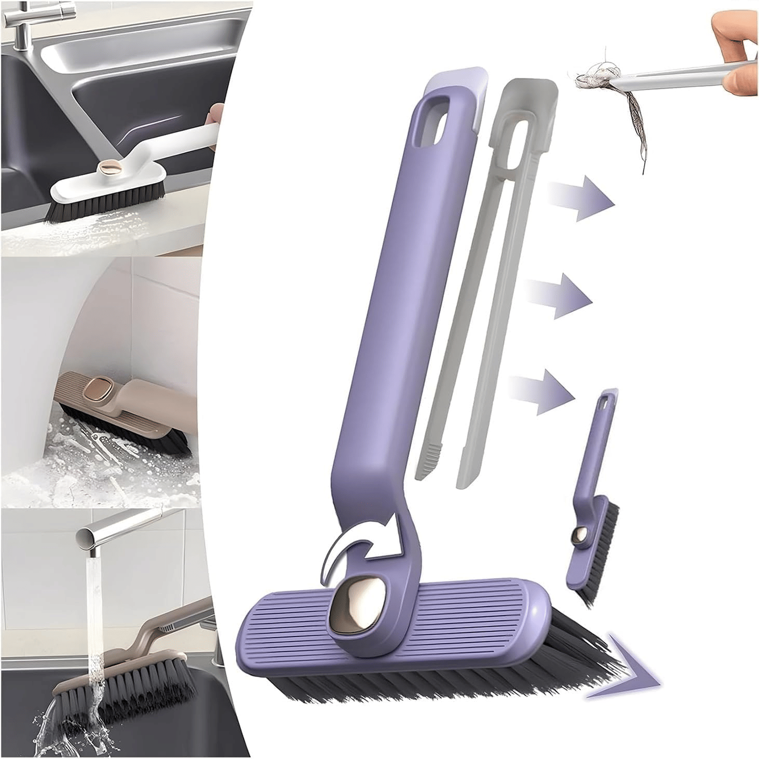 Multi-Function Bathroom Cleaning Brush, Tiles Cleaning Brush, Hard Bristle Rotating Crevice Gap Cleaning Brushes for Bathroom, Floor Cleaner Brush (Multi Colour)