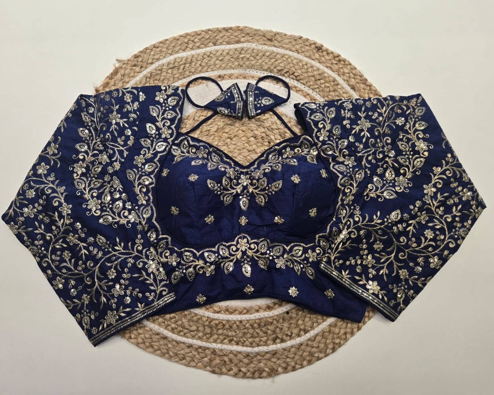 Trandtide Blue Readymade with Pad Silk Women's Blouse ( Pack of 1 ) Trandtide Blue Readymade with Pad Silk Women's Blouse ( Pack of 1 )