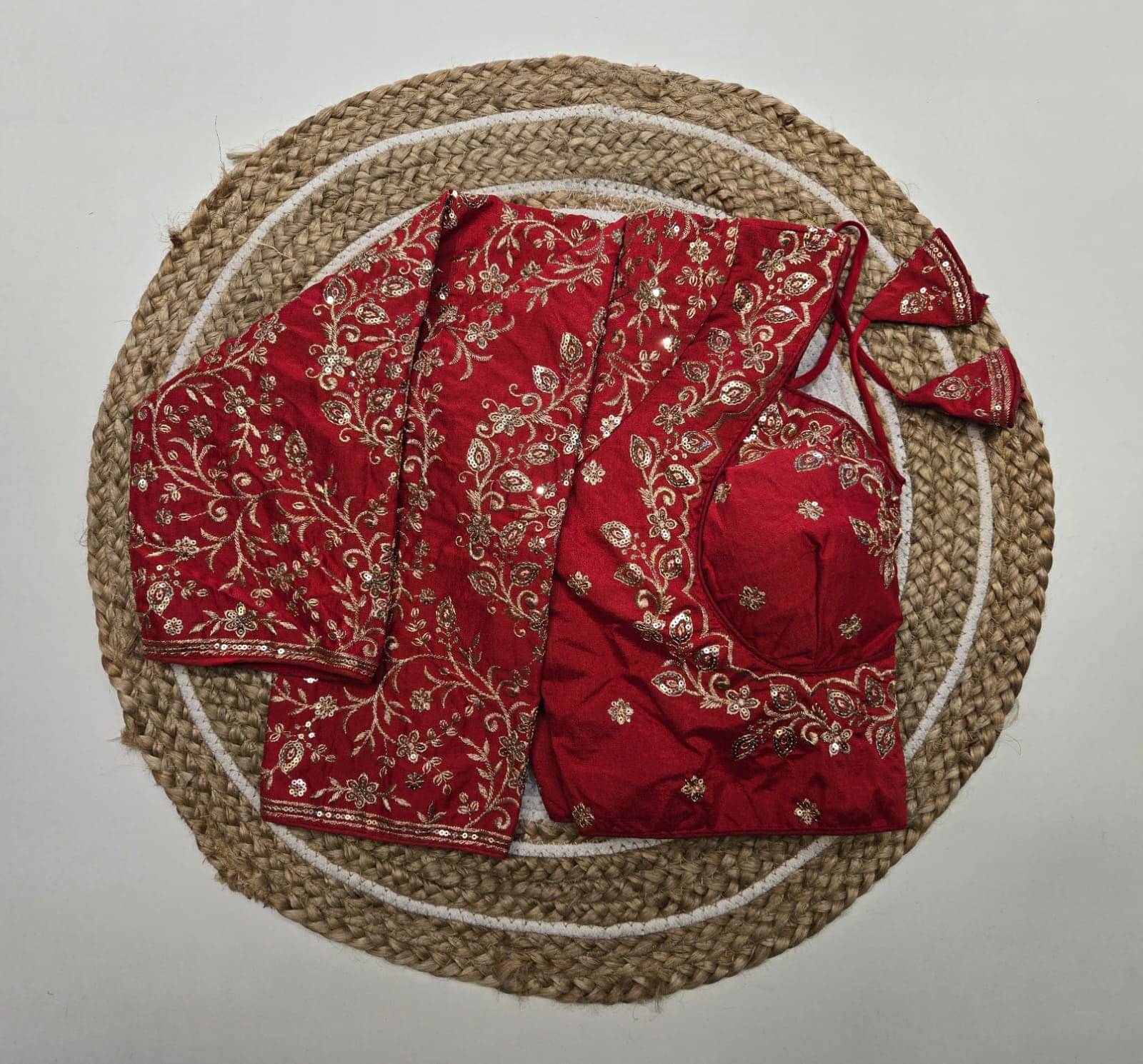     			Trandtide Red Readymade with Pad Silk Women's Blouse ( Pack of 1 )