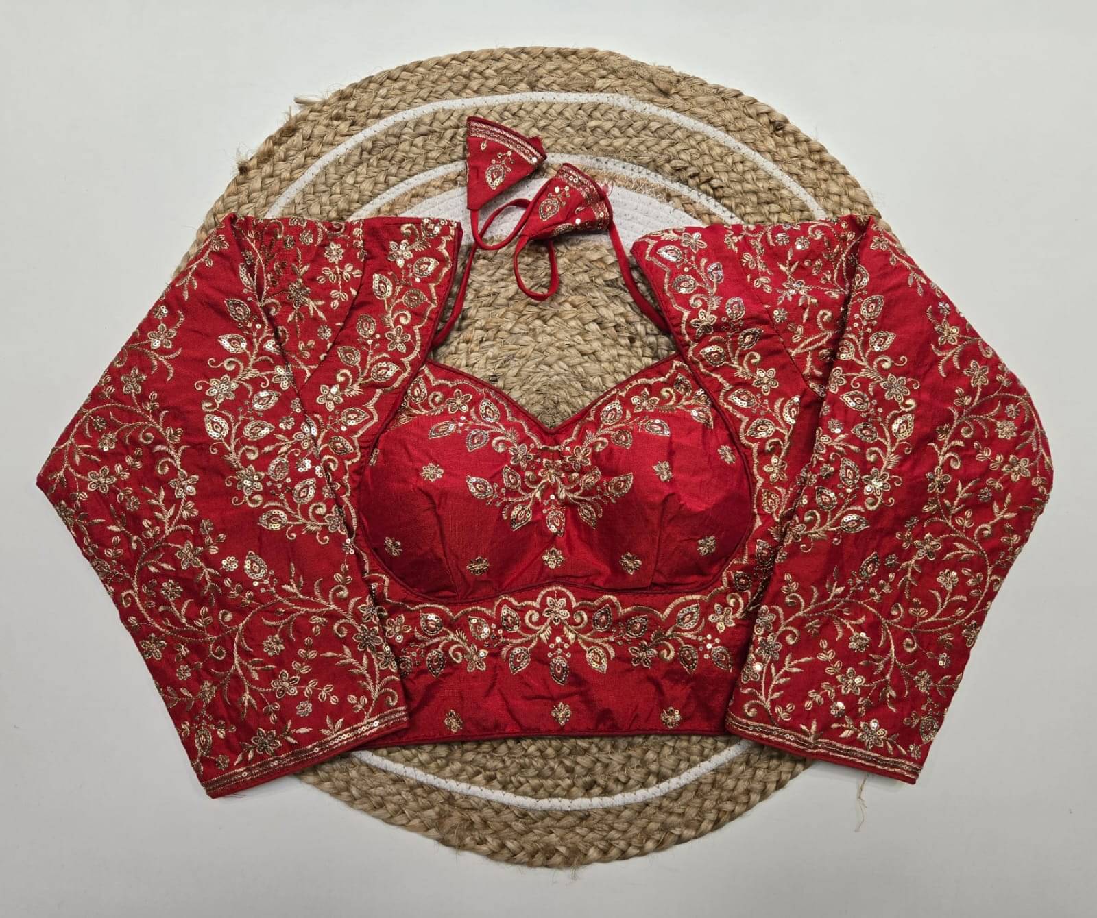     			Trandtide Red Readymade with Pad Silk Women's Blouse ( Pack of 1 )
